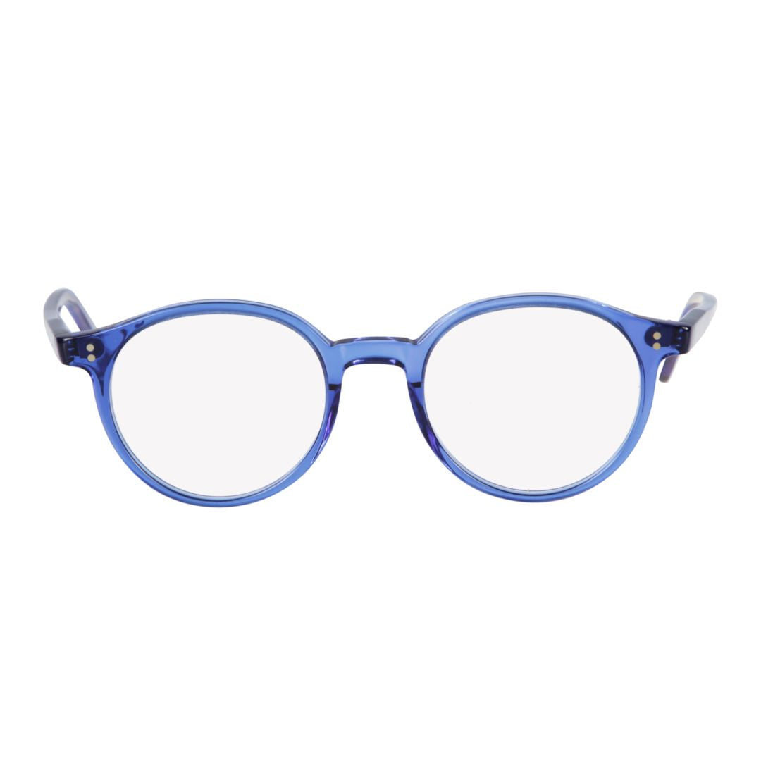 Panto/N Translucent Blue Round Frame Eyeglasses with Metallic Accents