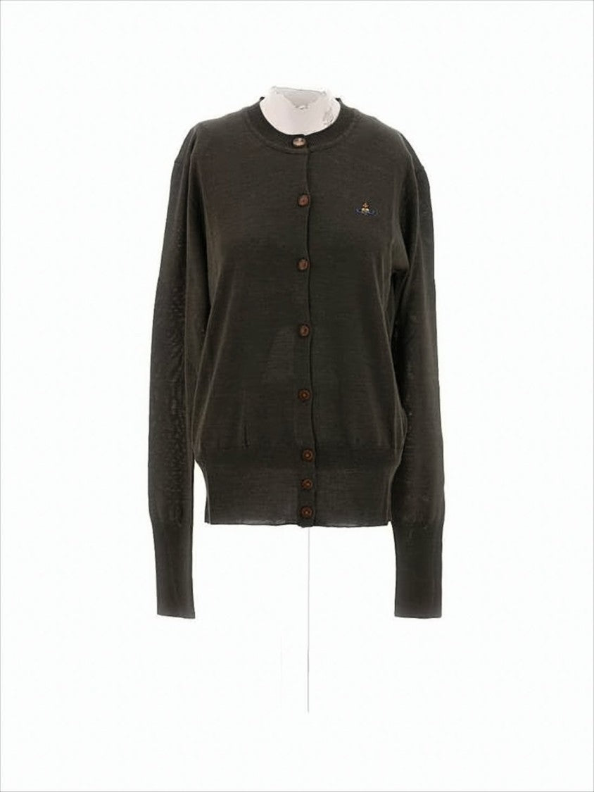 Classic Round Neck Cardigan with Button-Down Front