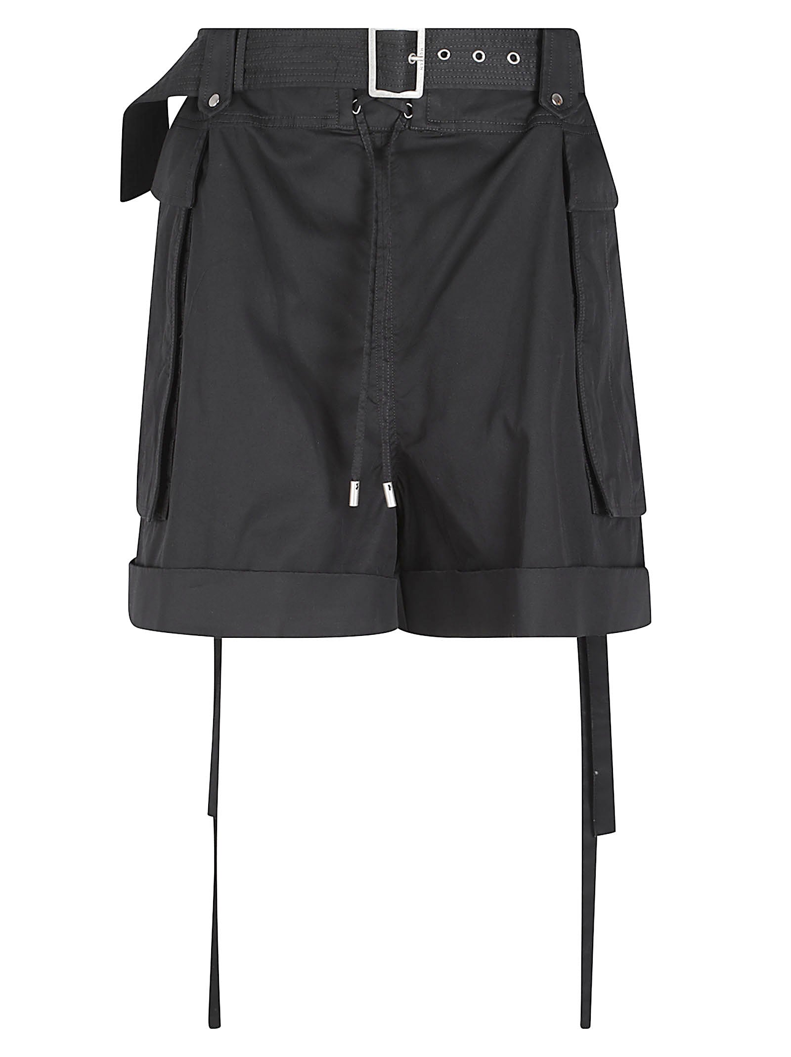 High-Waisted Structured Shorts with Belt and Cuffed Hem