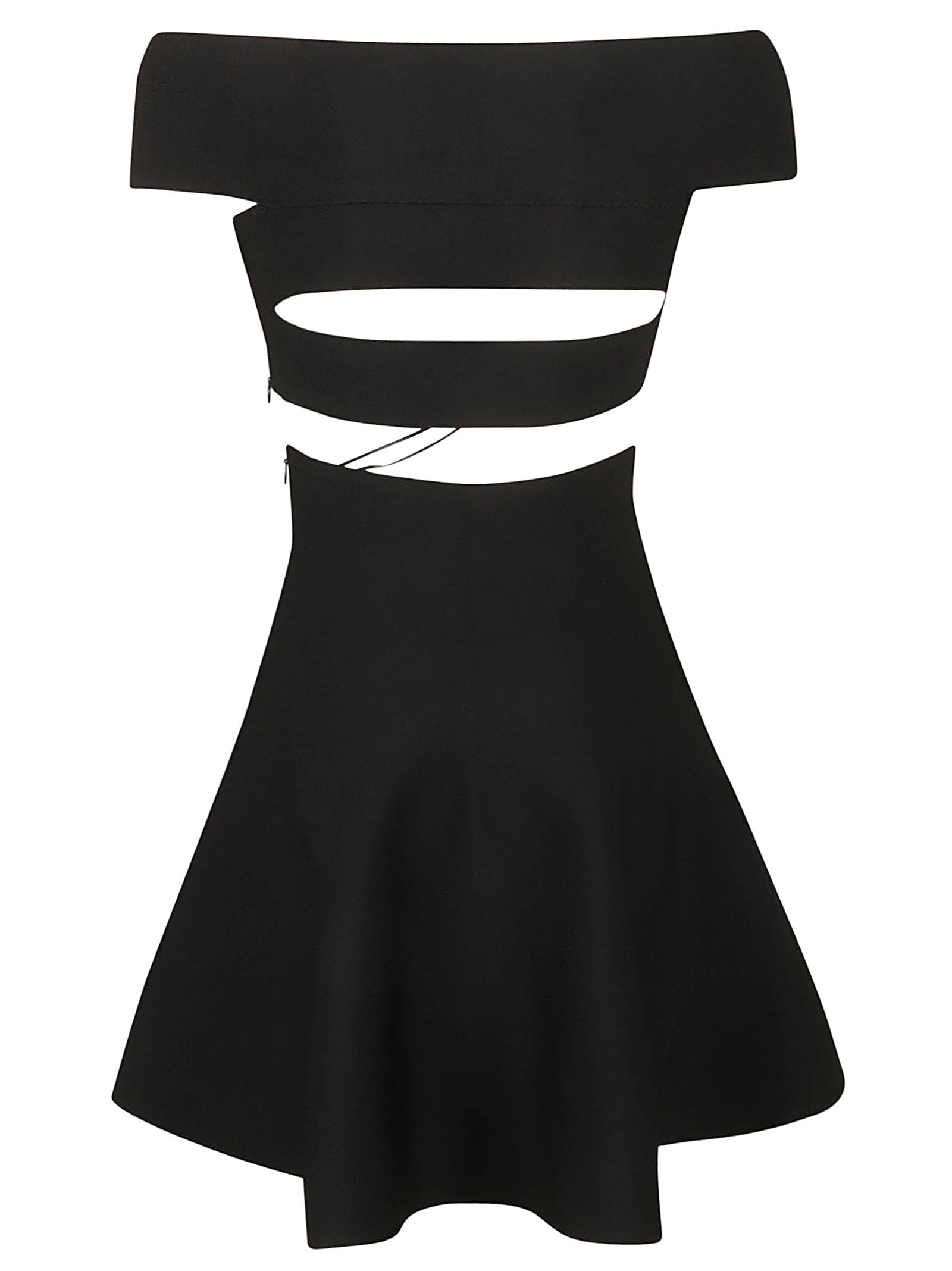 Fitted Bodice Black Dress with Flowing Skirt