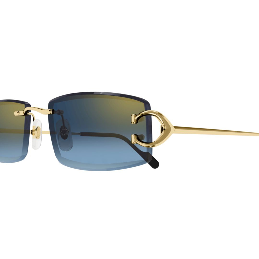 Rimless Rectangular Sunglasses With Gradient Blue Lenses