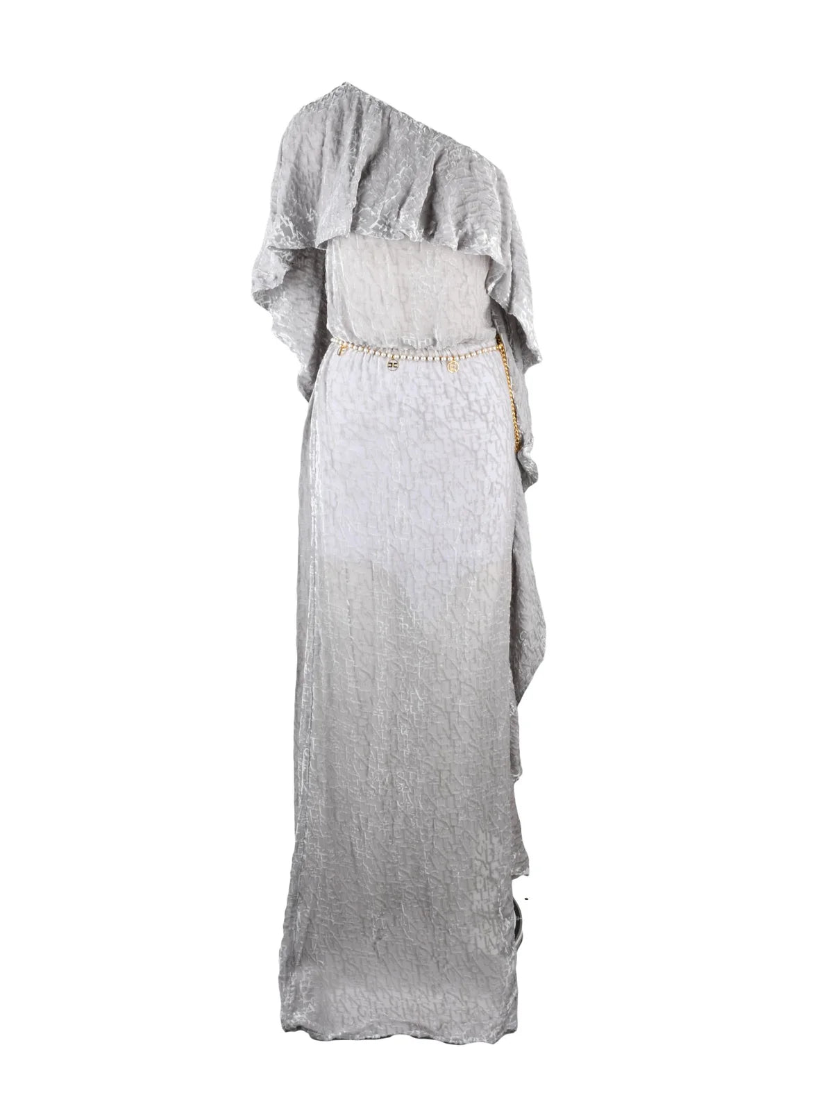 Pearl Grey Viscose Silk Women Long Velvet Dress