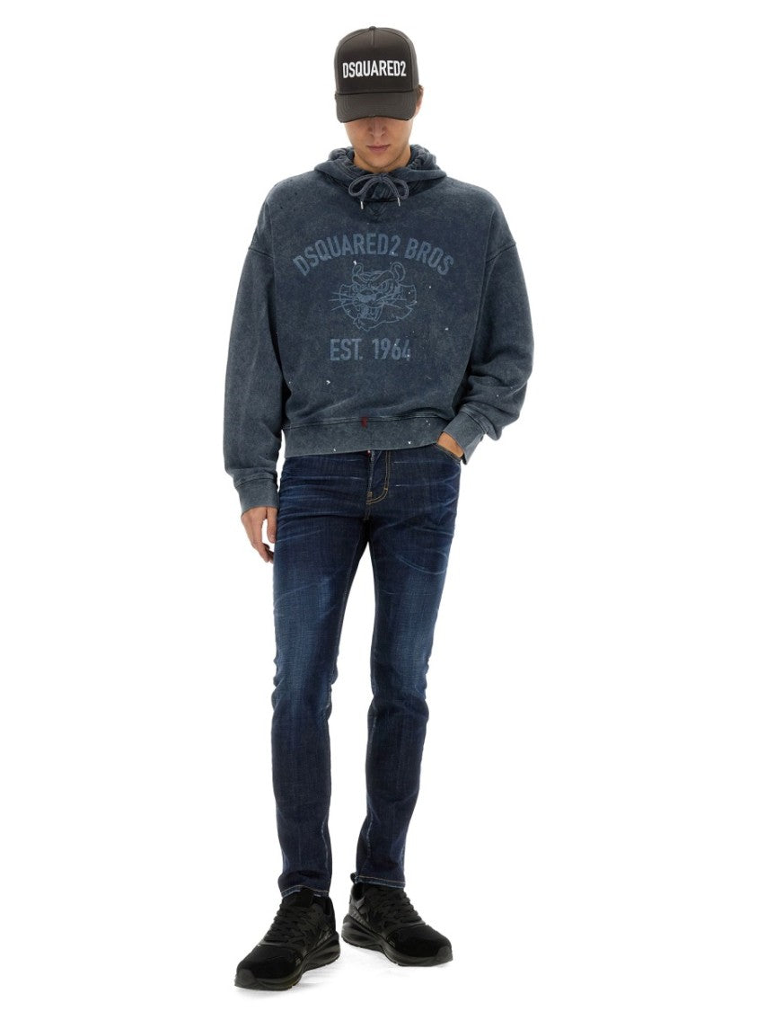 Relaxed-Fit Grey Sweatshirt With Iconic Logo Print