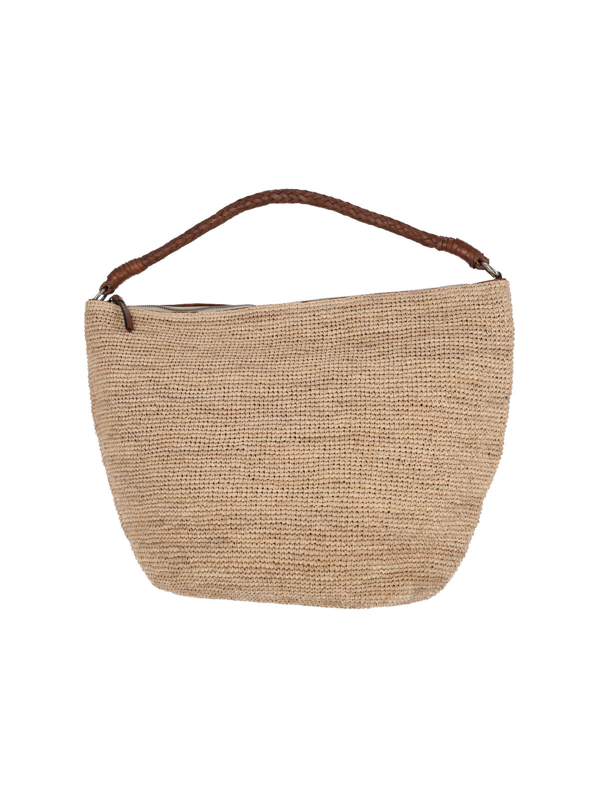 Beige Utopia Woven Raffia Shoulder Bag