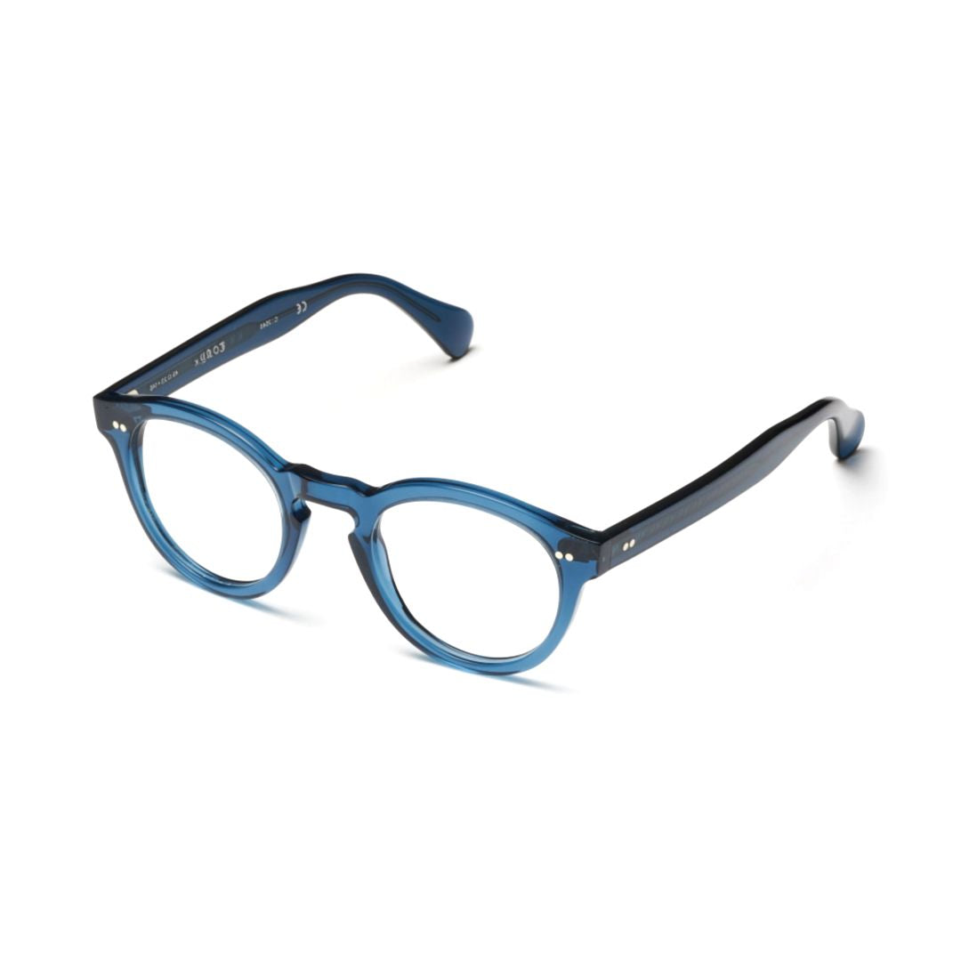 Tony-K Rounded Frame Eyeglasses with Translucent Blue Front
