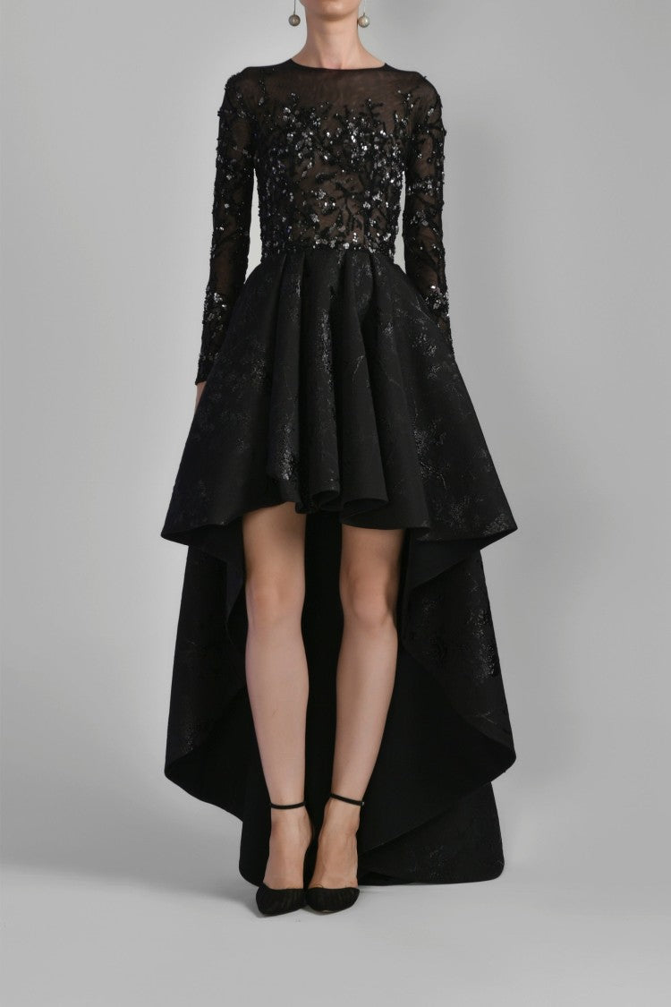 Jet Black Lace Mini Dress