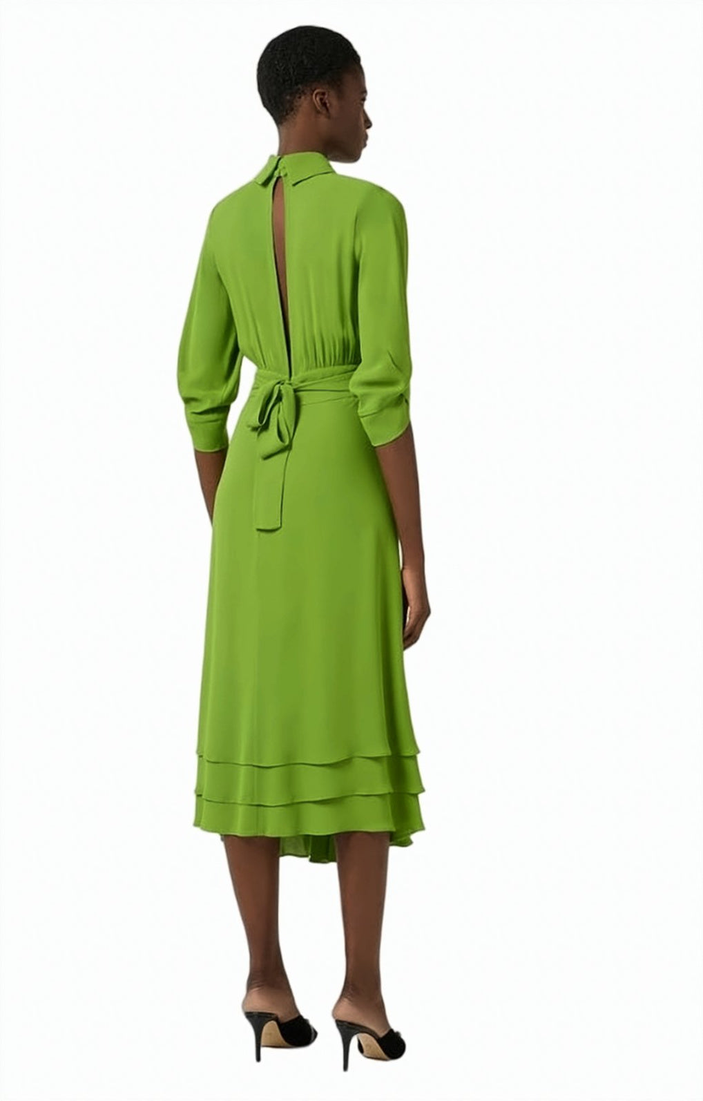 Viscose Georgette Ruffled Midi Dress