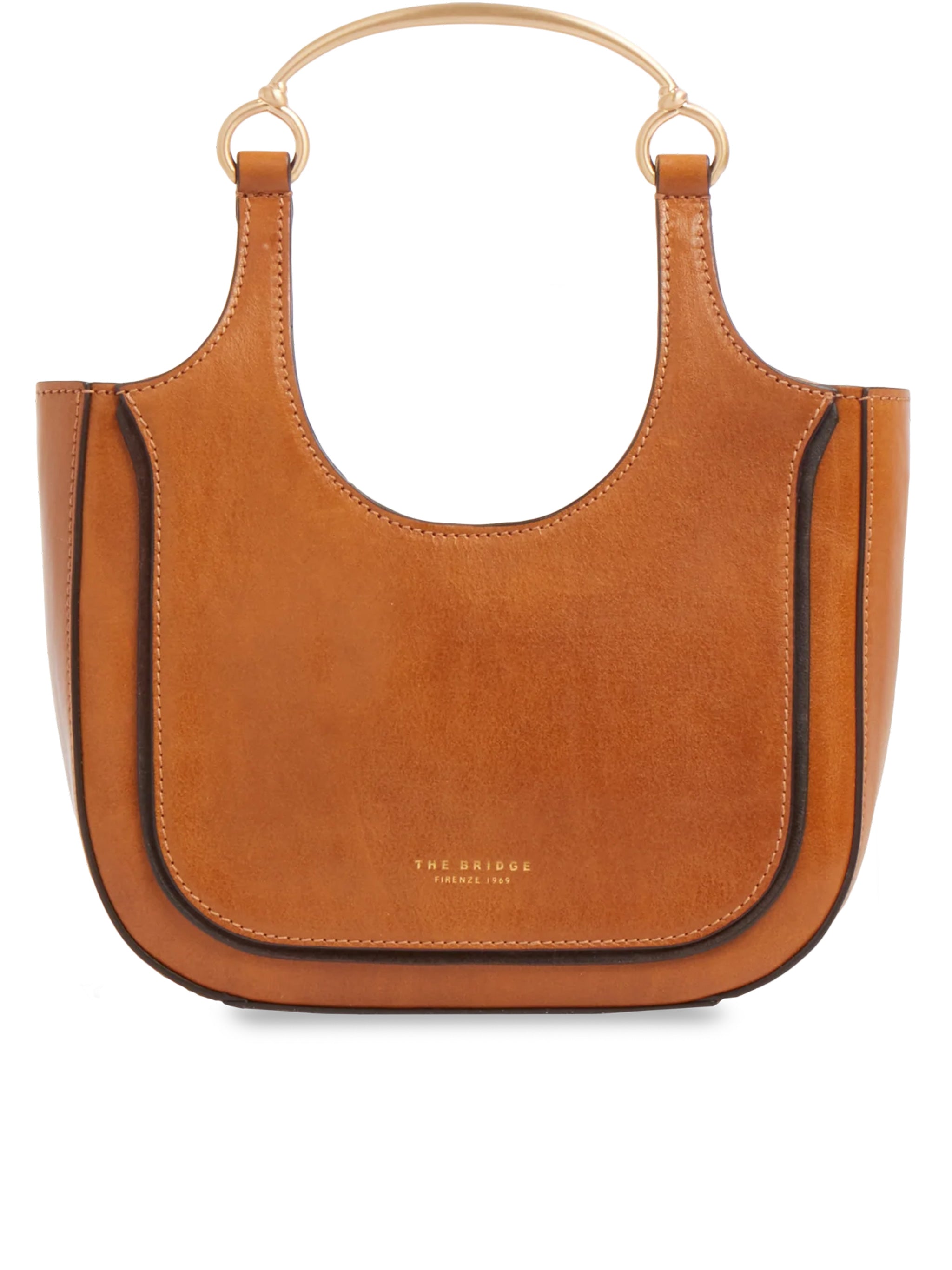Brown Baby Hobo Structured Leather Shoulder Bag