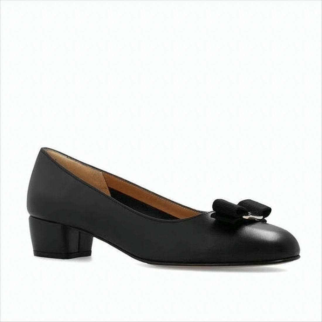 Smooth Leather Loafers with Grosgrain Bow and Metallic Logo