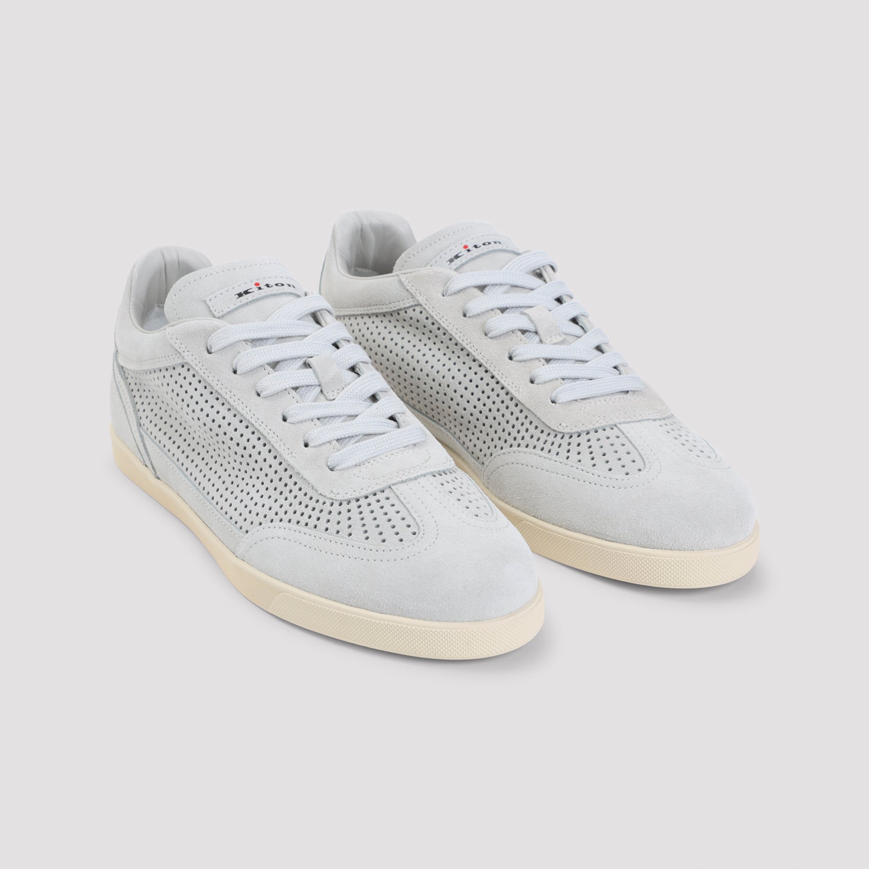 Low-Top White Sneakers With Perforated Panels