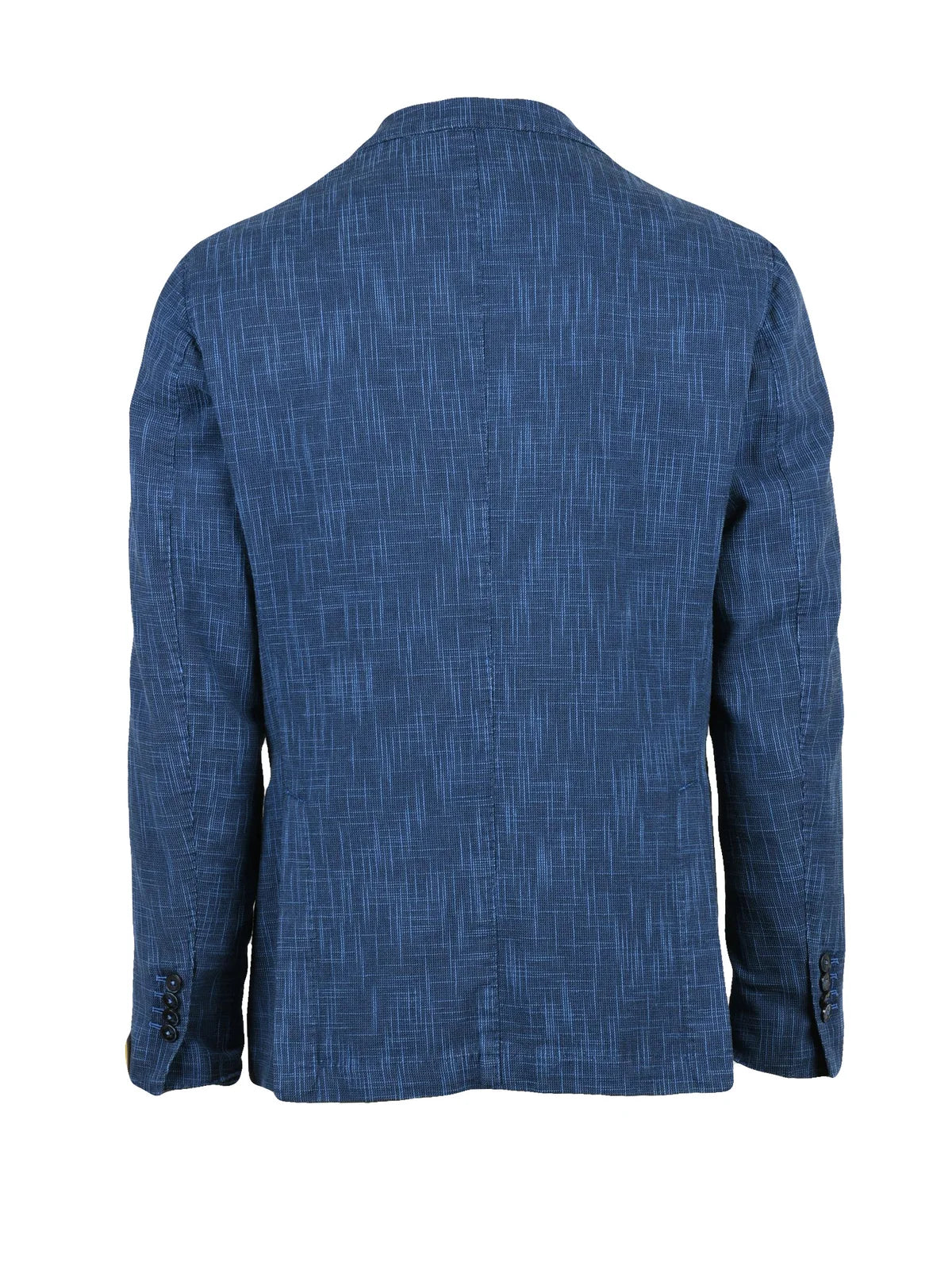 Blue Cotton Linen Silk Fitted Jacket