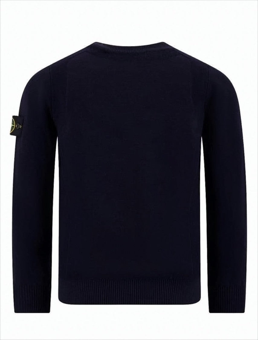 Deep Navy Crewneck Sweater with Ribbed Hem