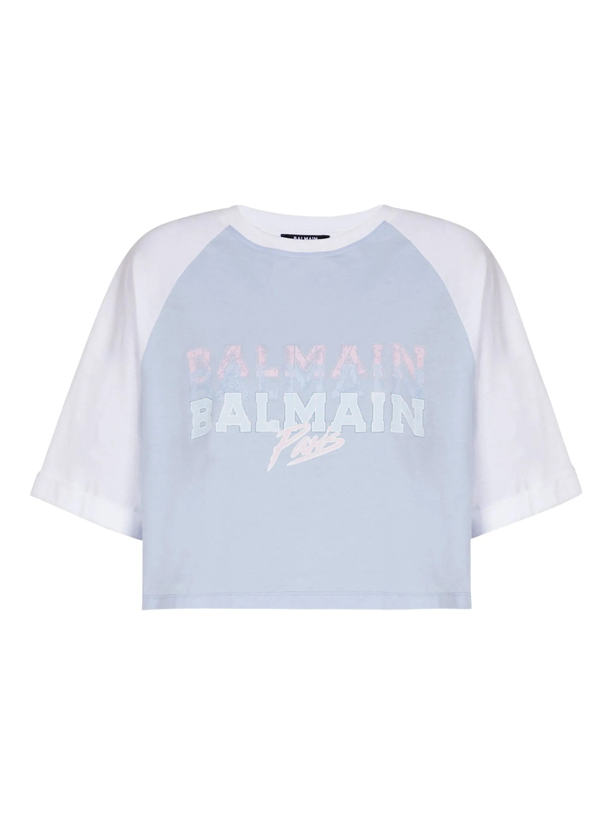 Light Blue Cropped Organic Cotton T-Shirt