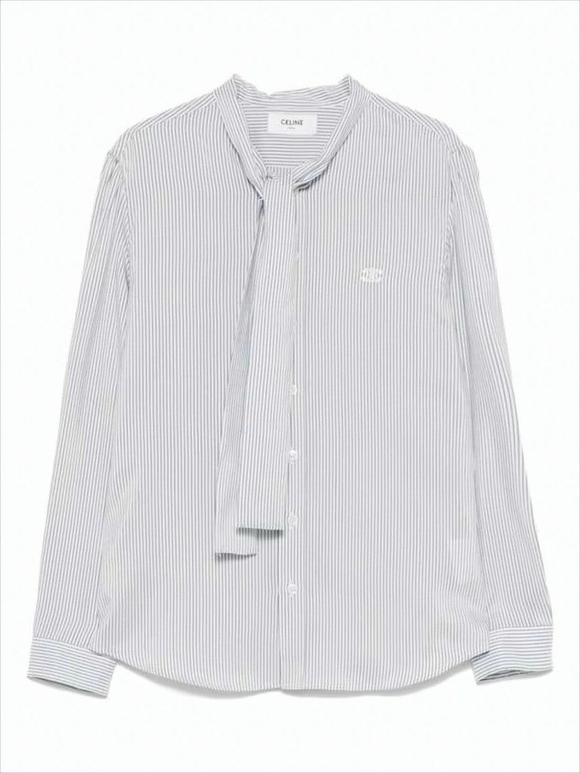 Silk Blouse with Vertical Pinstripe
