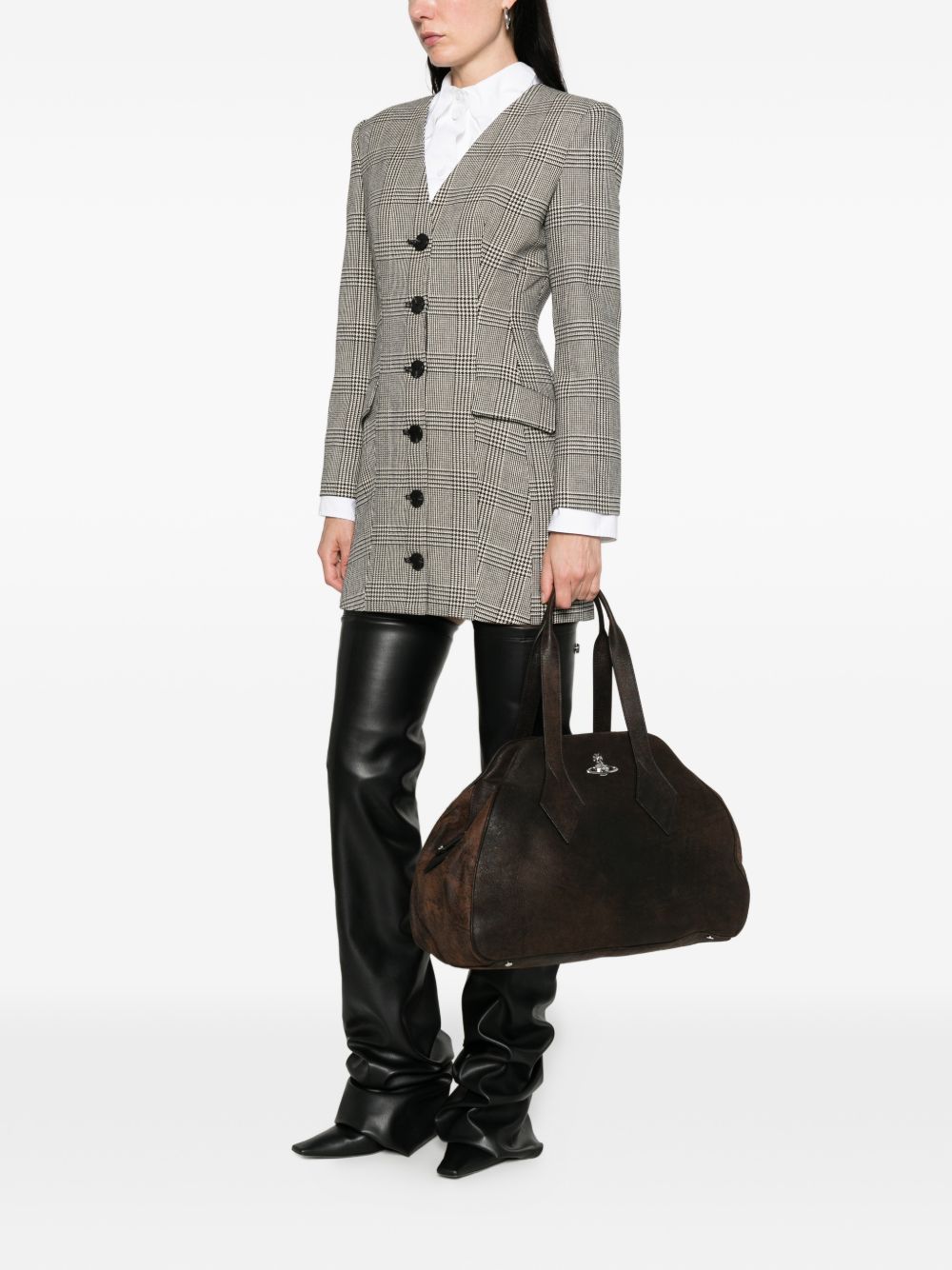 Brown Orb Detail Zip Bag