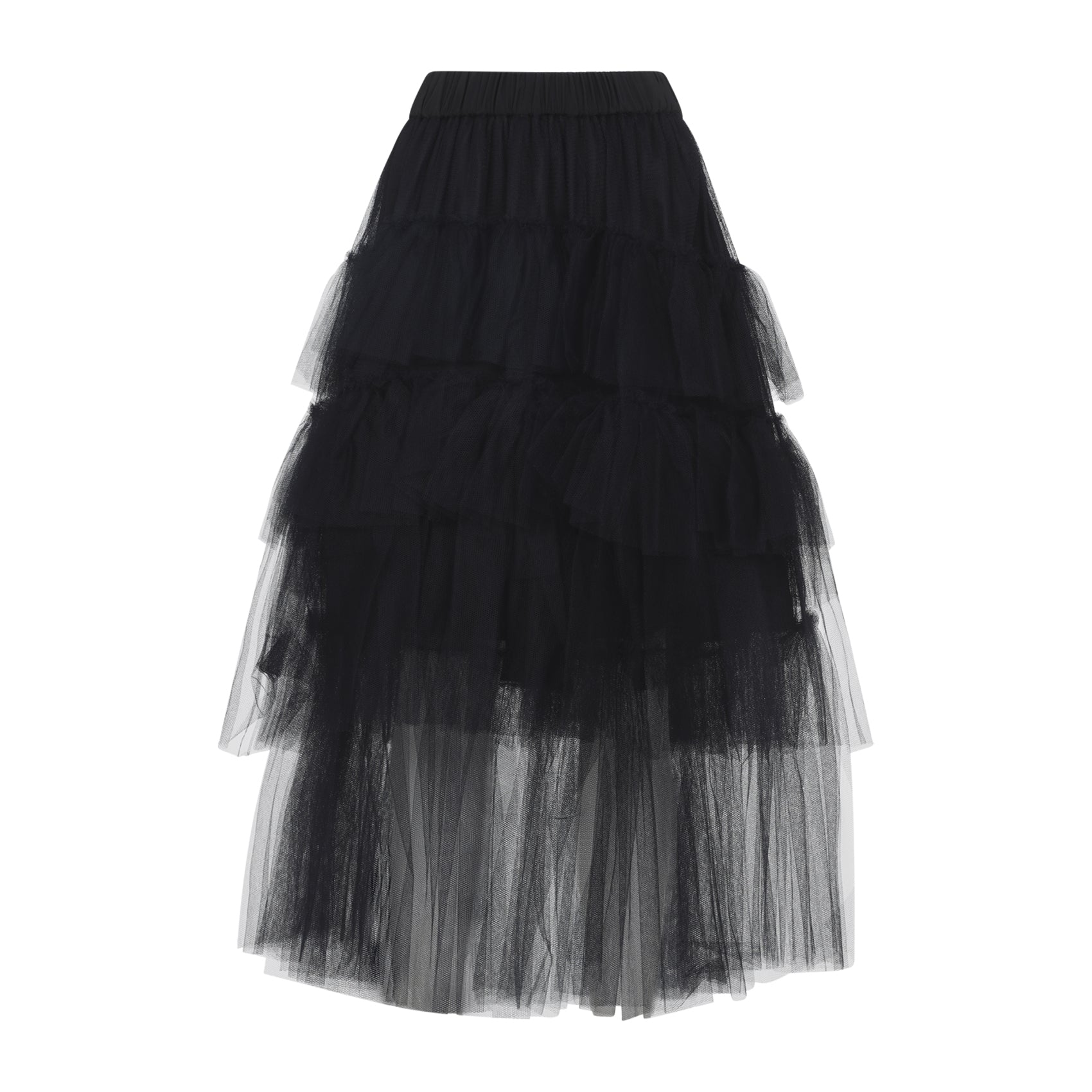 Layered Black Skirt with Semi-Transparent Hem