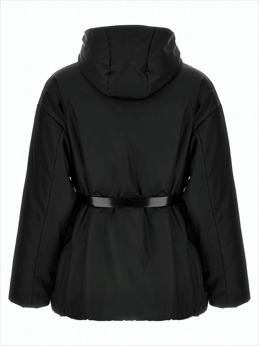 Padded Black Jacket With Hood And Gold-Tone Hardware
