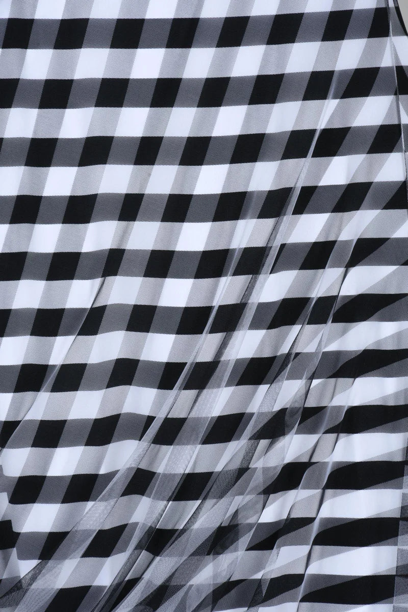 Long Dress Lycra and Tulle - Black/White