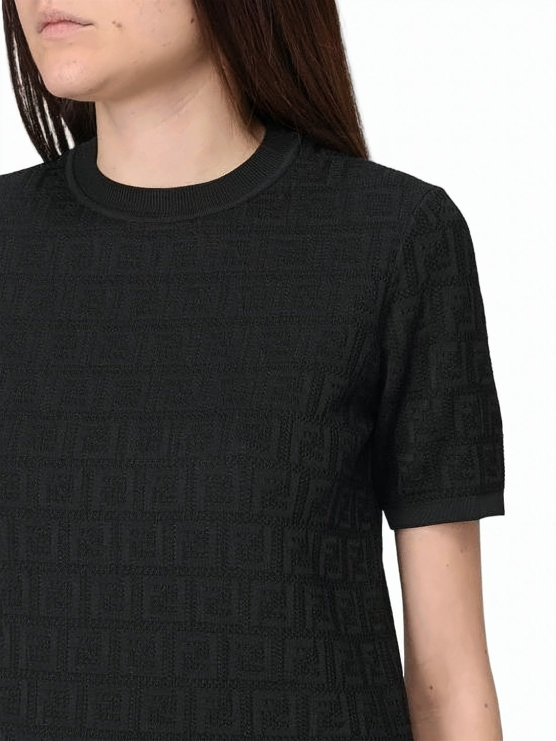 Textured Fitted Short-Sleeved Top