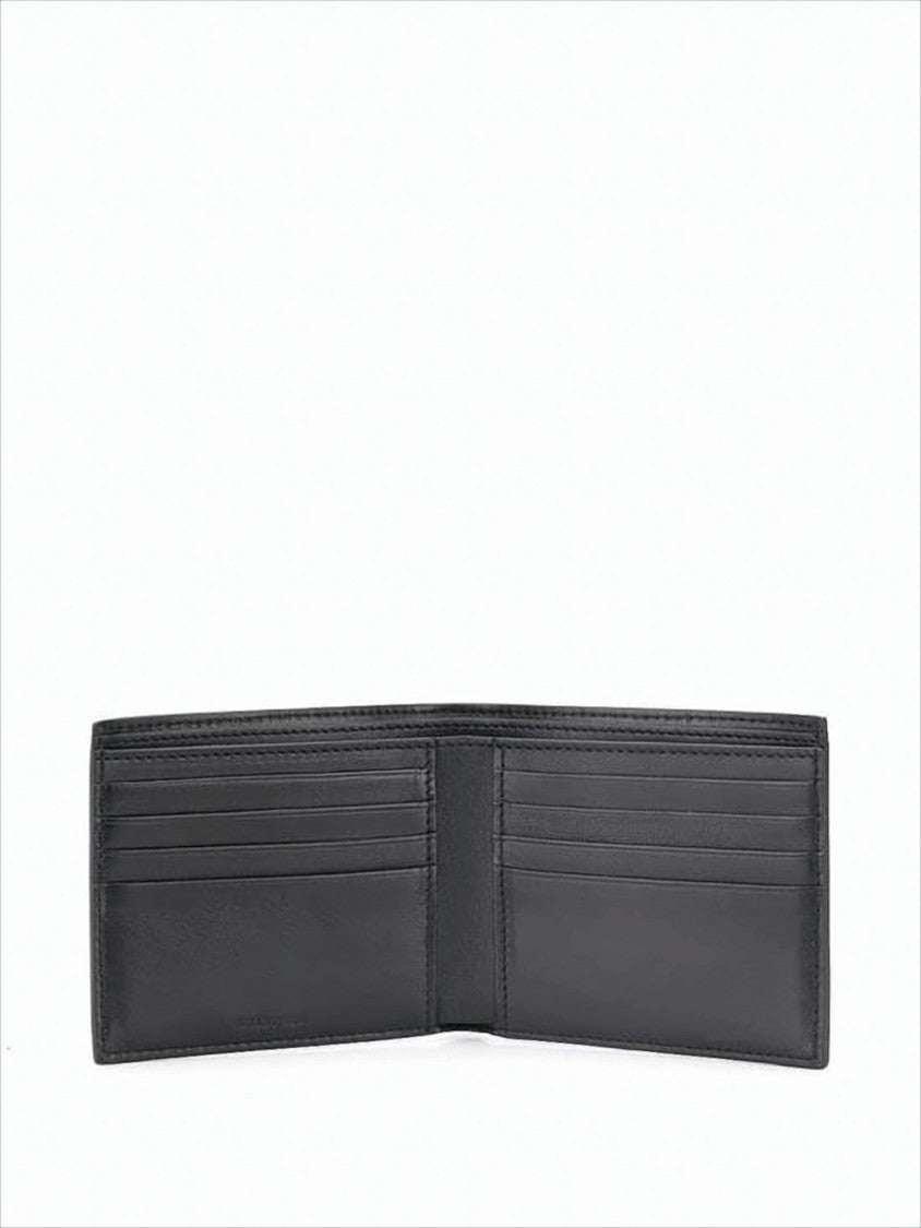 Textured Leather Bifold Wallet with Prominent Logo
