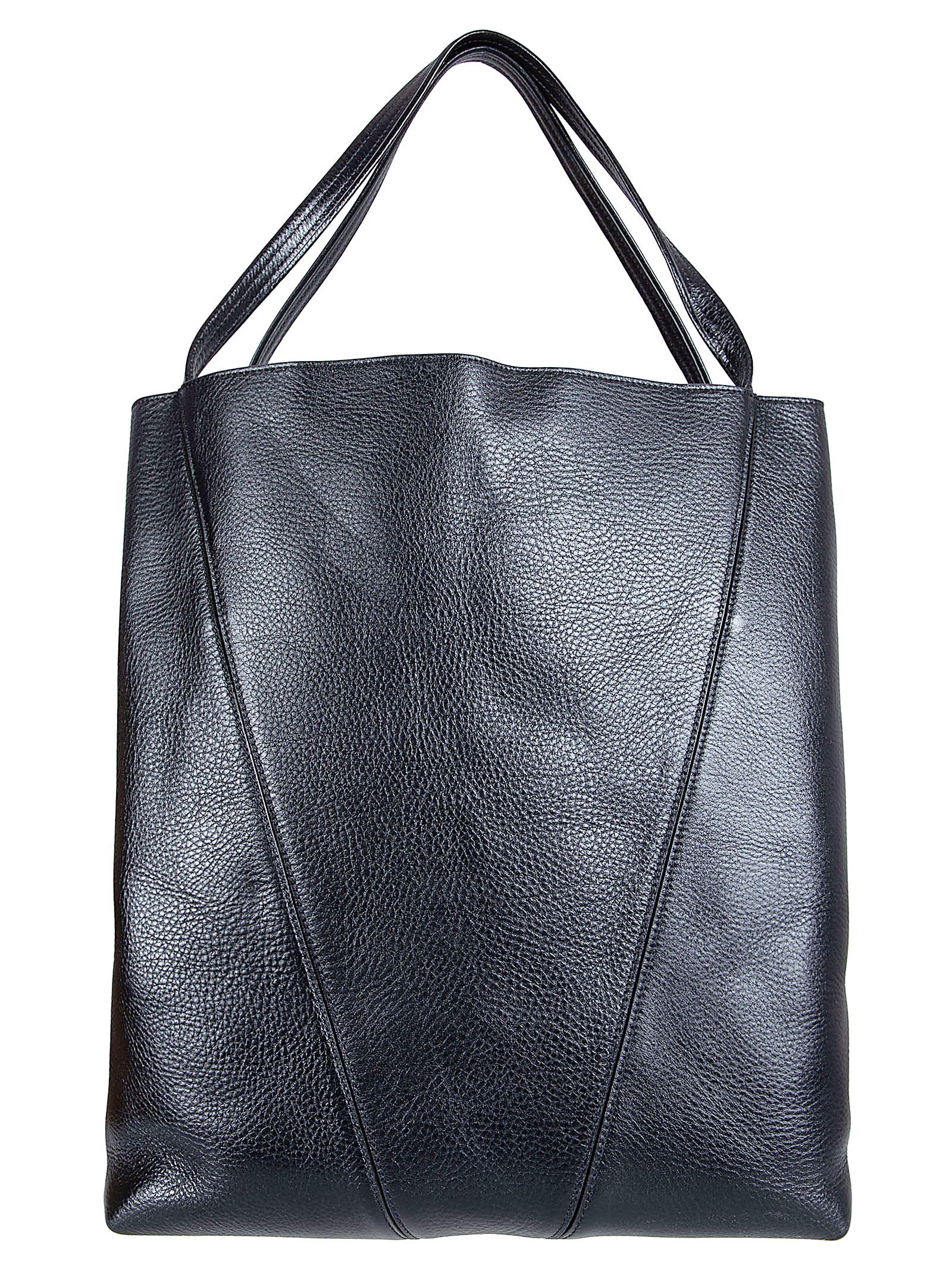 Textured Leather Tote with Gold-tone Chain Accents