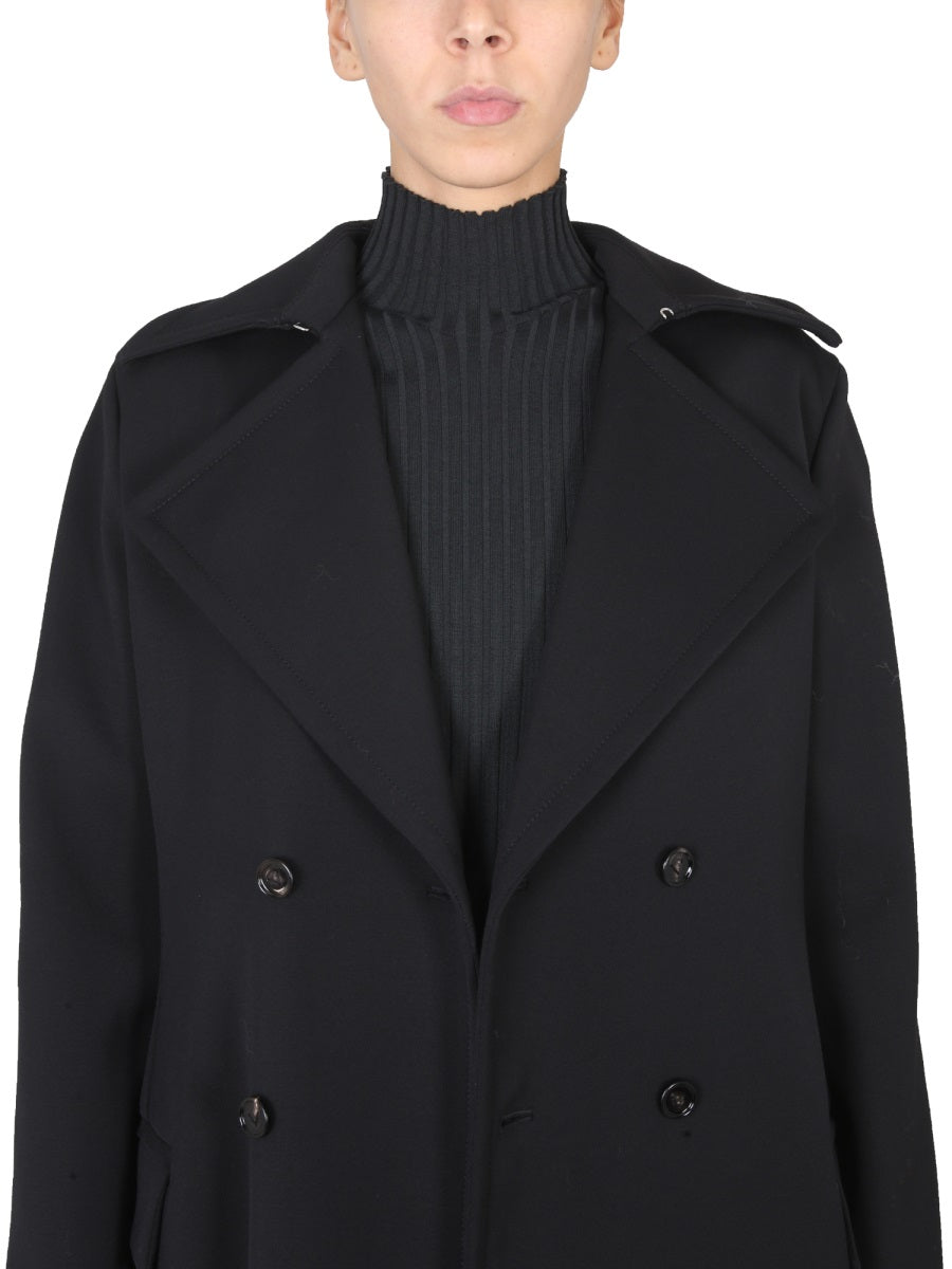 Double-Breasted Coat with Convertible Collar and Tailored Fit