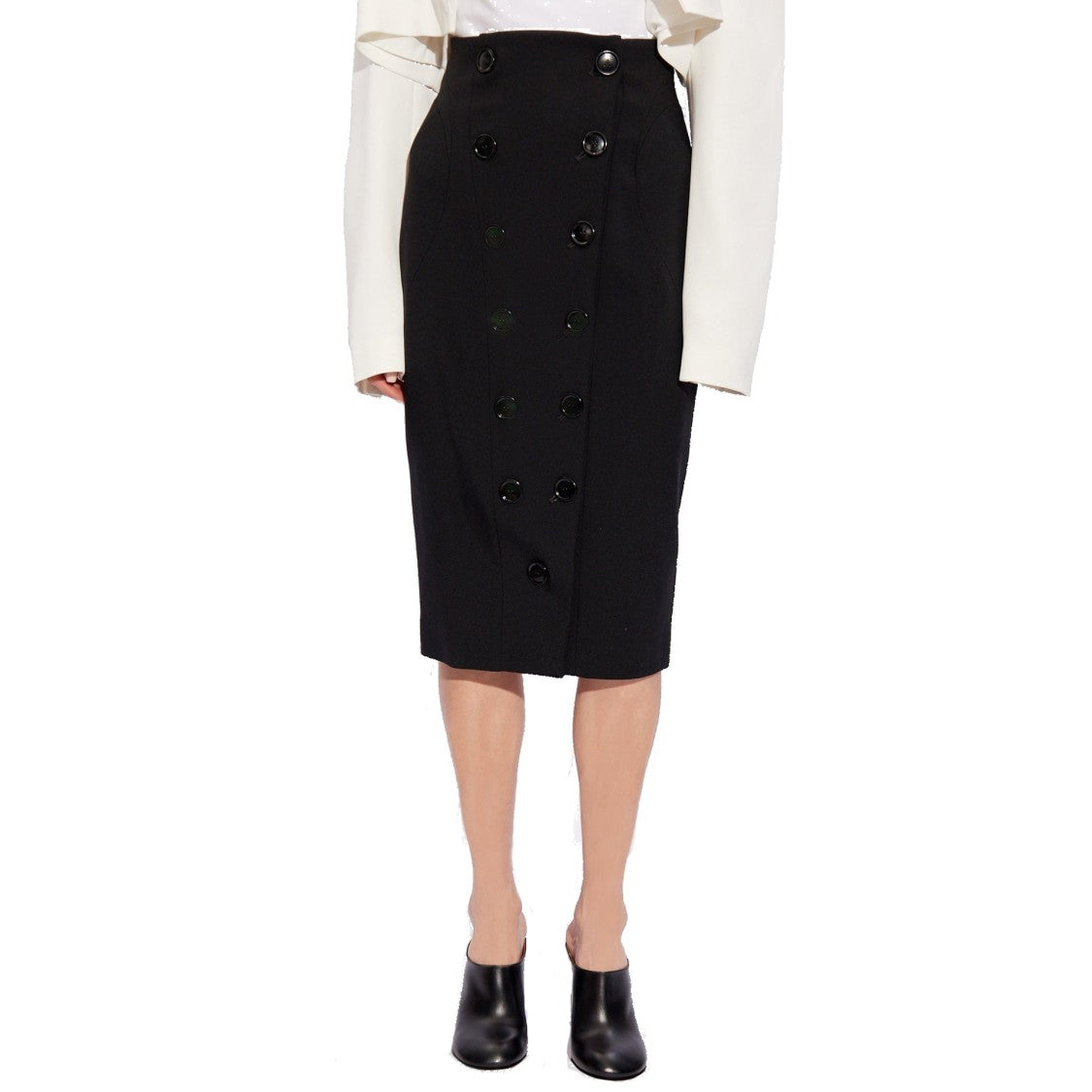 Knee-Length Wool Pencil Skirt