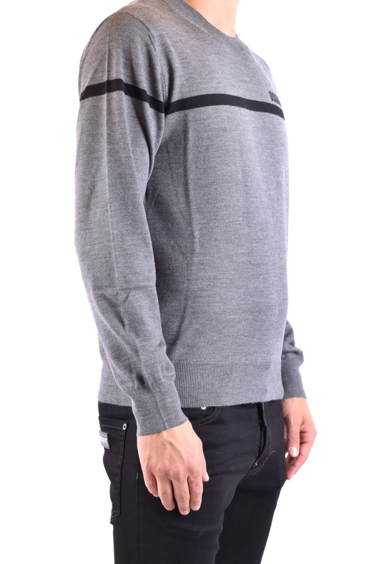 Contrast Stripe Knit Top In Grey