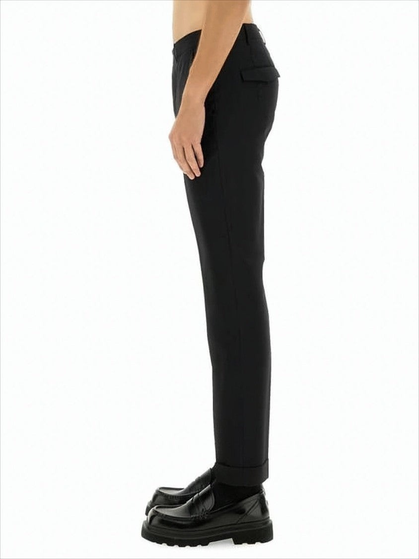 Tailored Black Straight Pants with Cuffed Hem