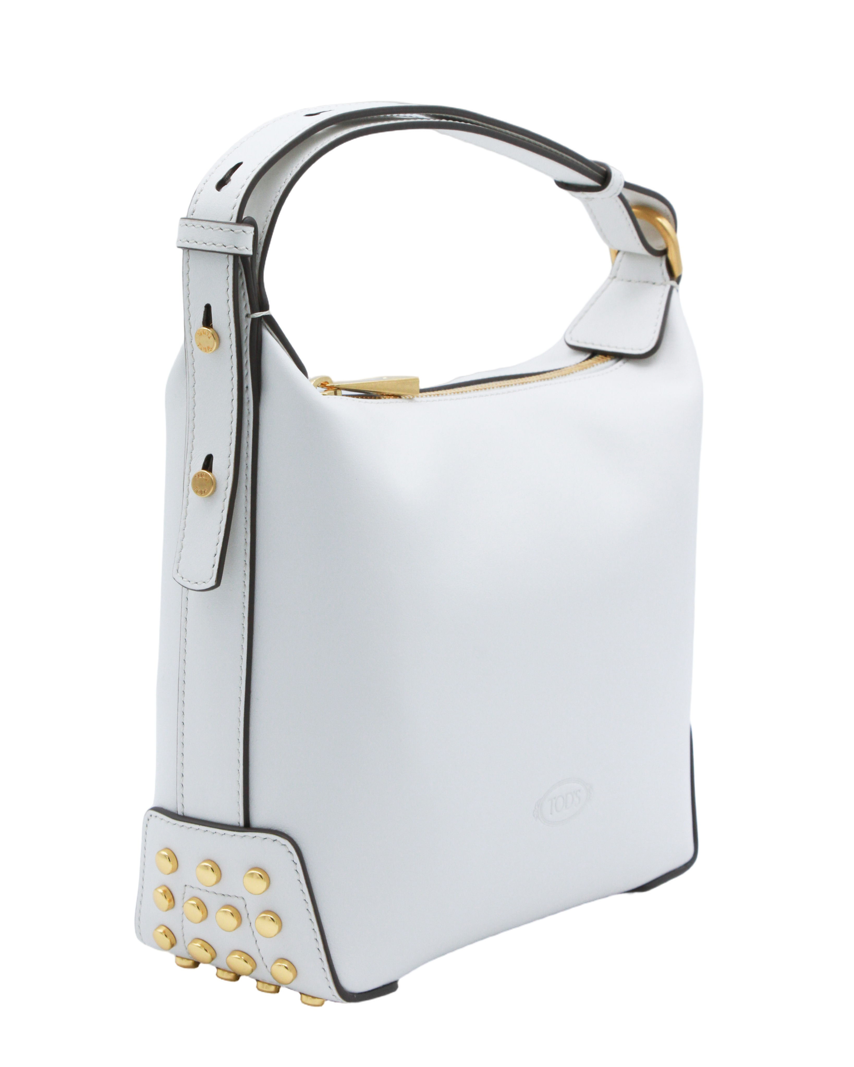 Structured White Leather Handbag