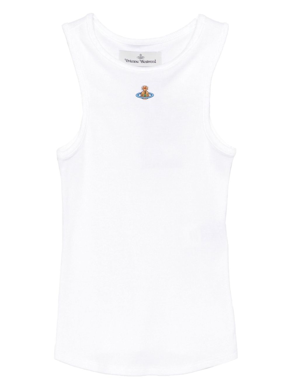 White Ribbed Cotton Blend Orb Top