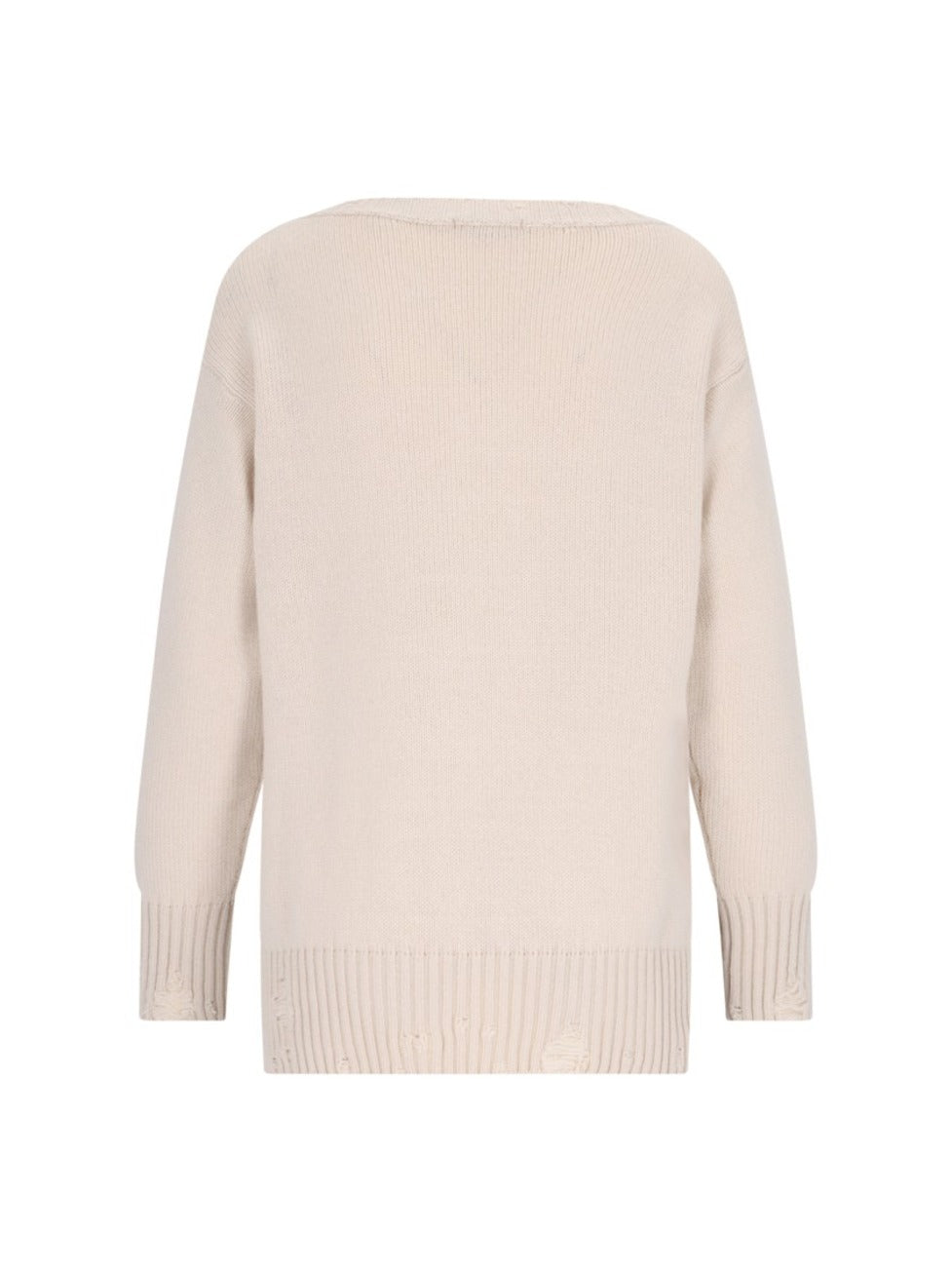 Destroyed Details Sweater In Cream Cashmere