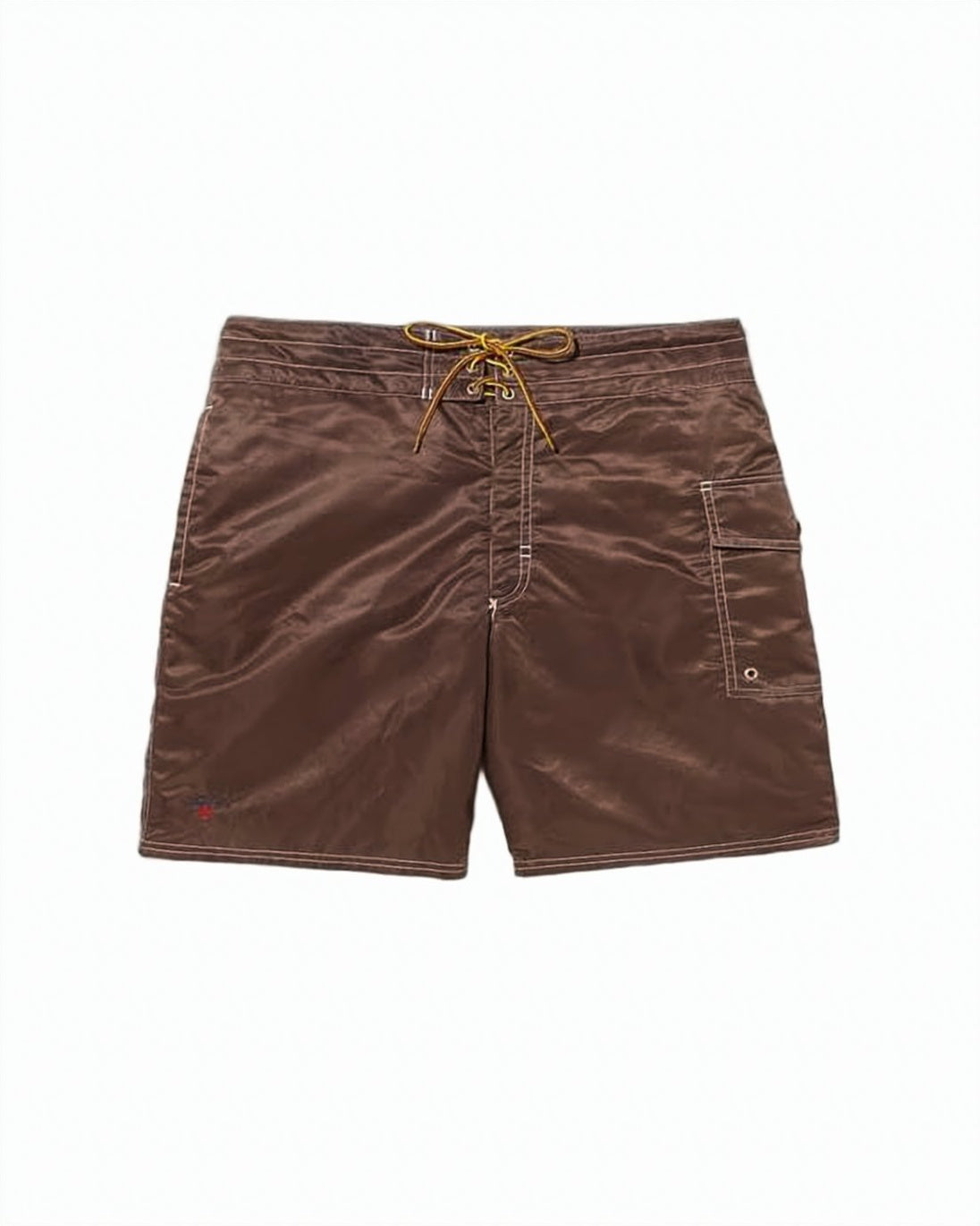 Brown Nylon Shorts with Lace-Up Front