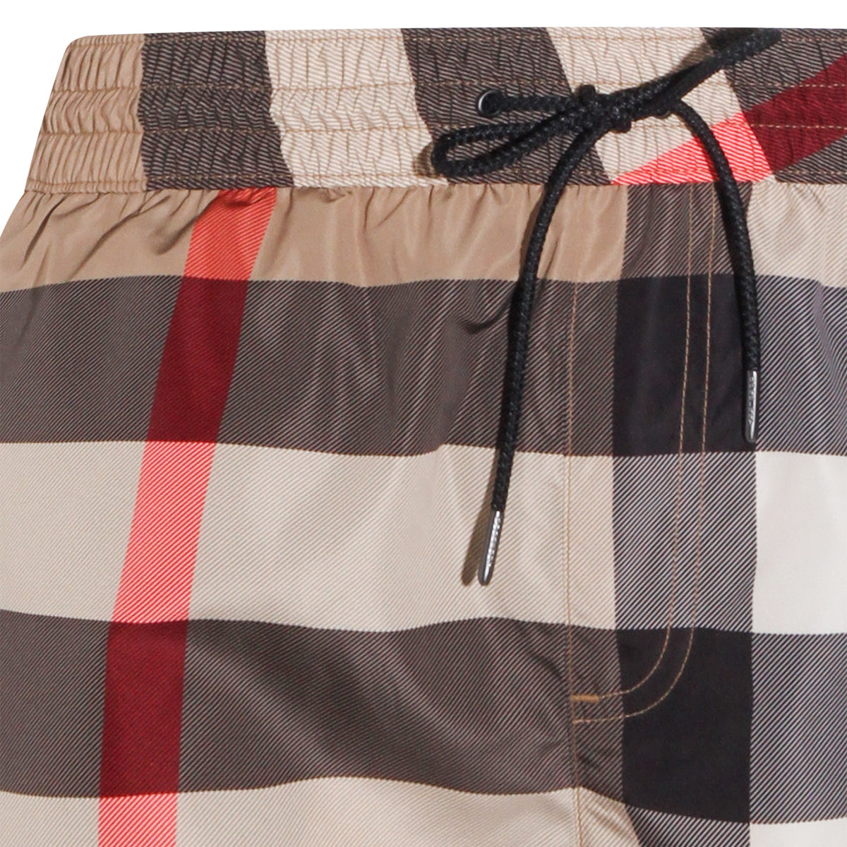 Beige Signature Pattern Swim Shorts