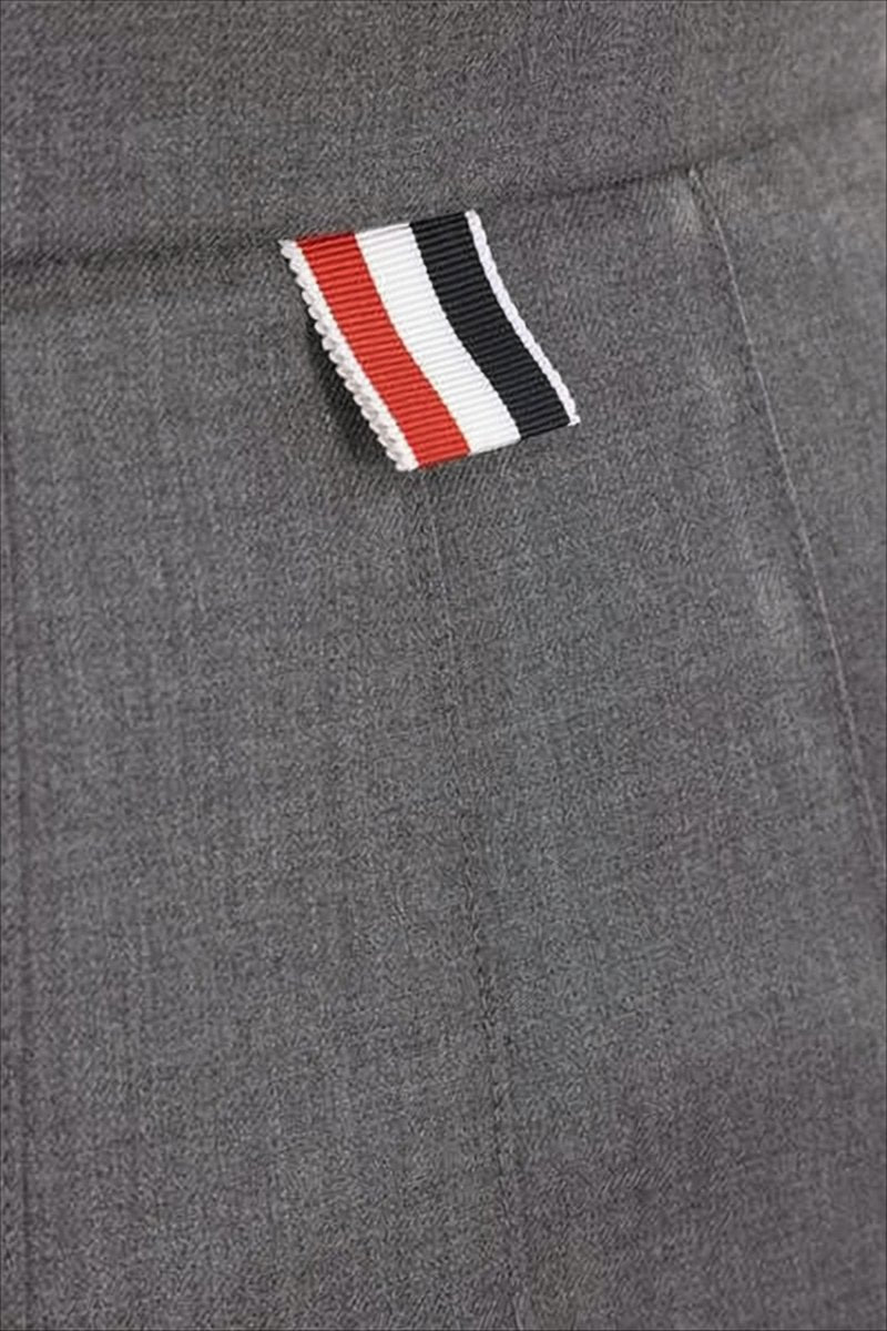 Tailored Grey Midi Skirt with Sharp Pleats