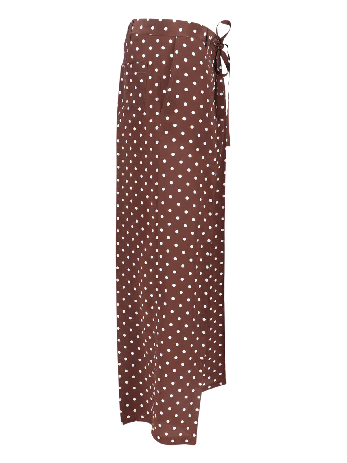 Polka Dot Silk Pants With Bow Detail