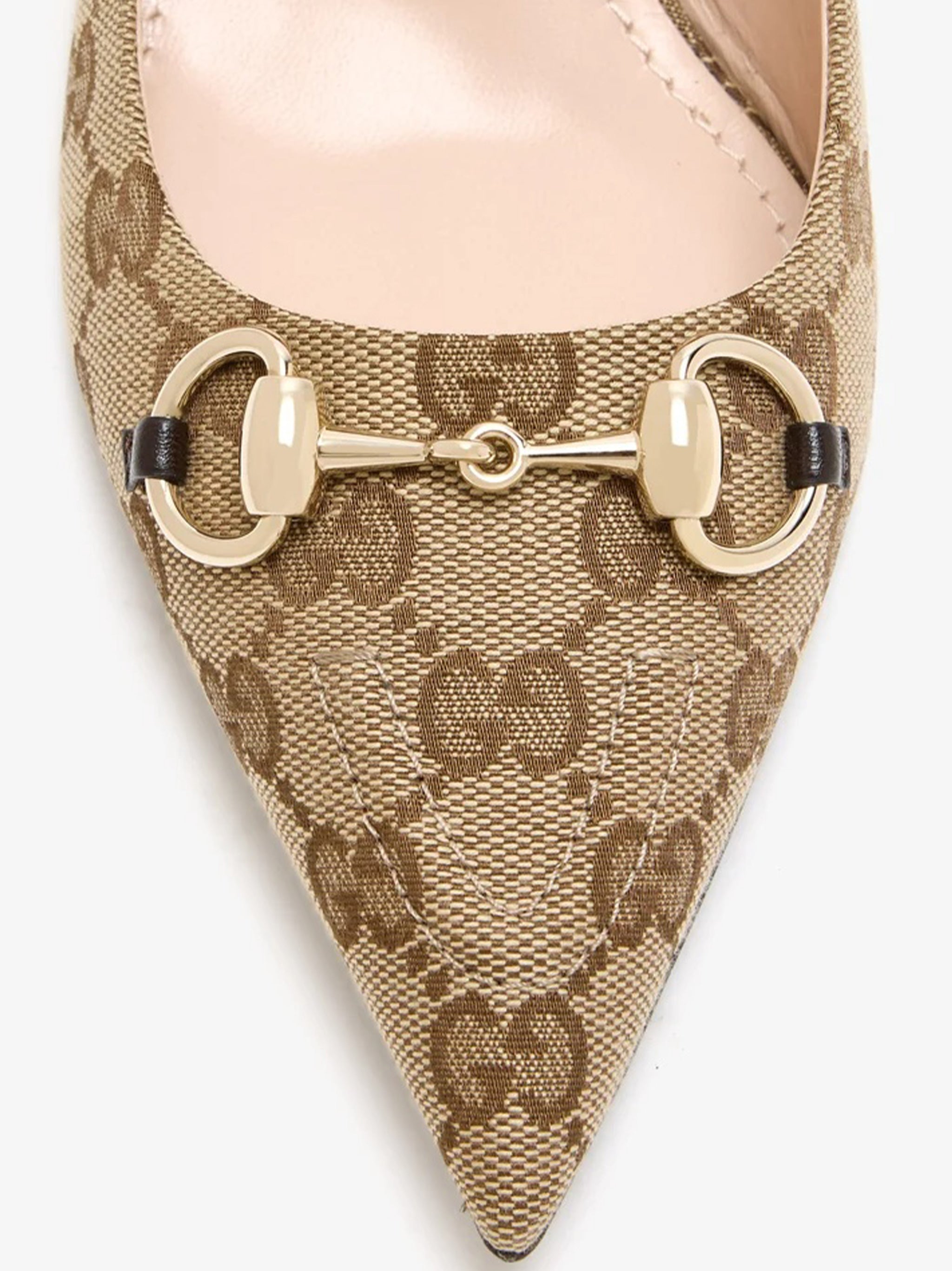 Beige Werin 55 Monogram Horsebit Pumps