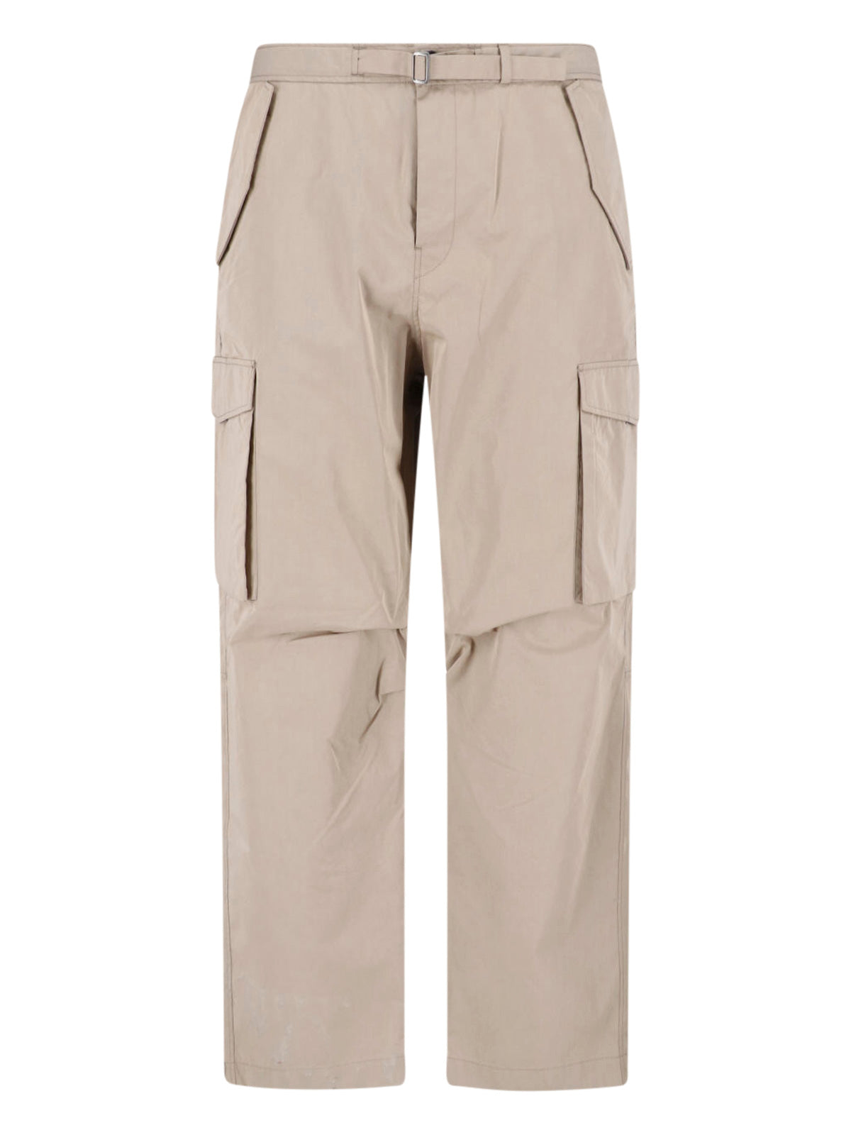 Beige Mid-Rise Cotton Cargo Pants