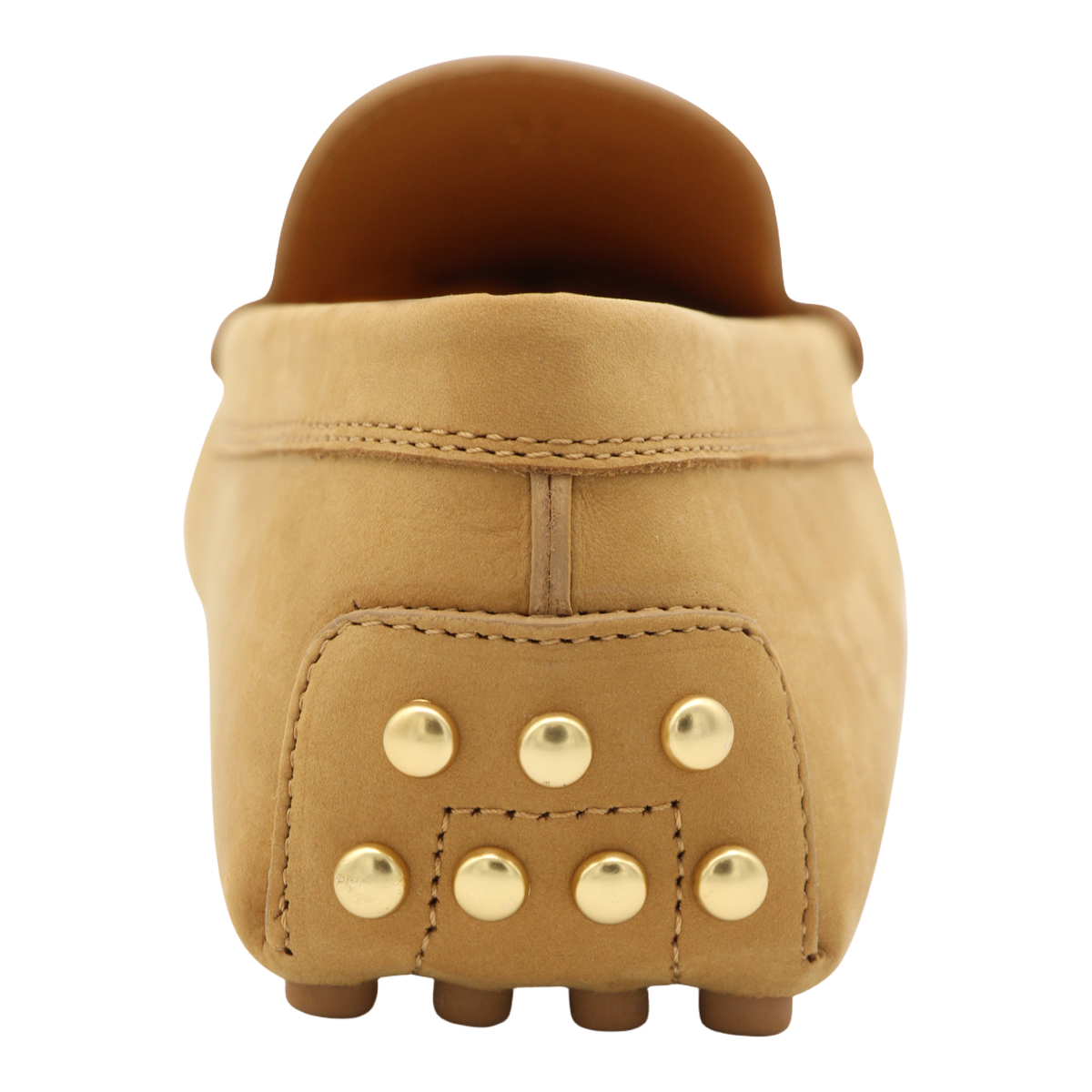 Camel Leather Flat Shoes with Moccasin Stitch