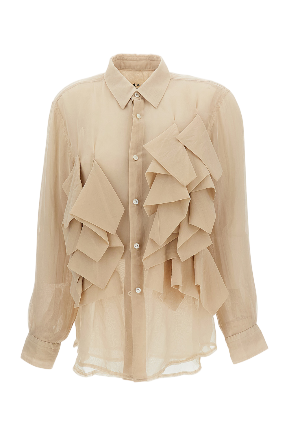 Beige Semi-Sheer Double-Layer Shirt