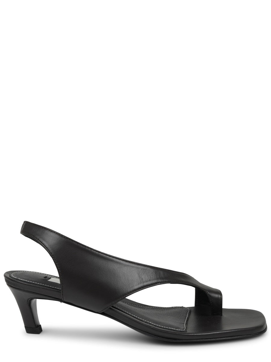 Minimalist Black Heeled Sandal With Elegant Toe Loop