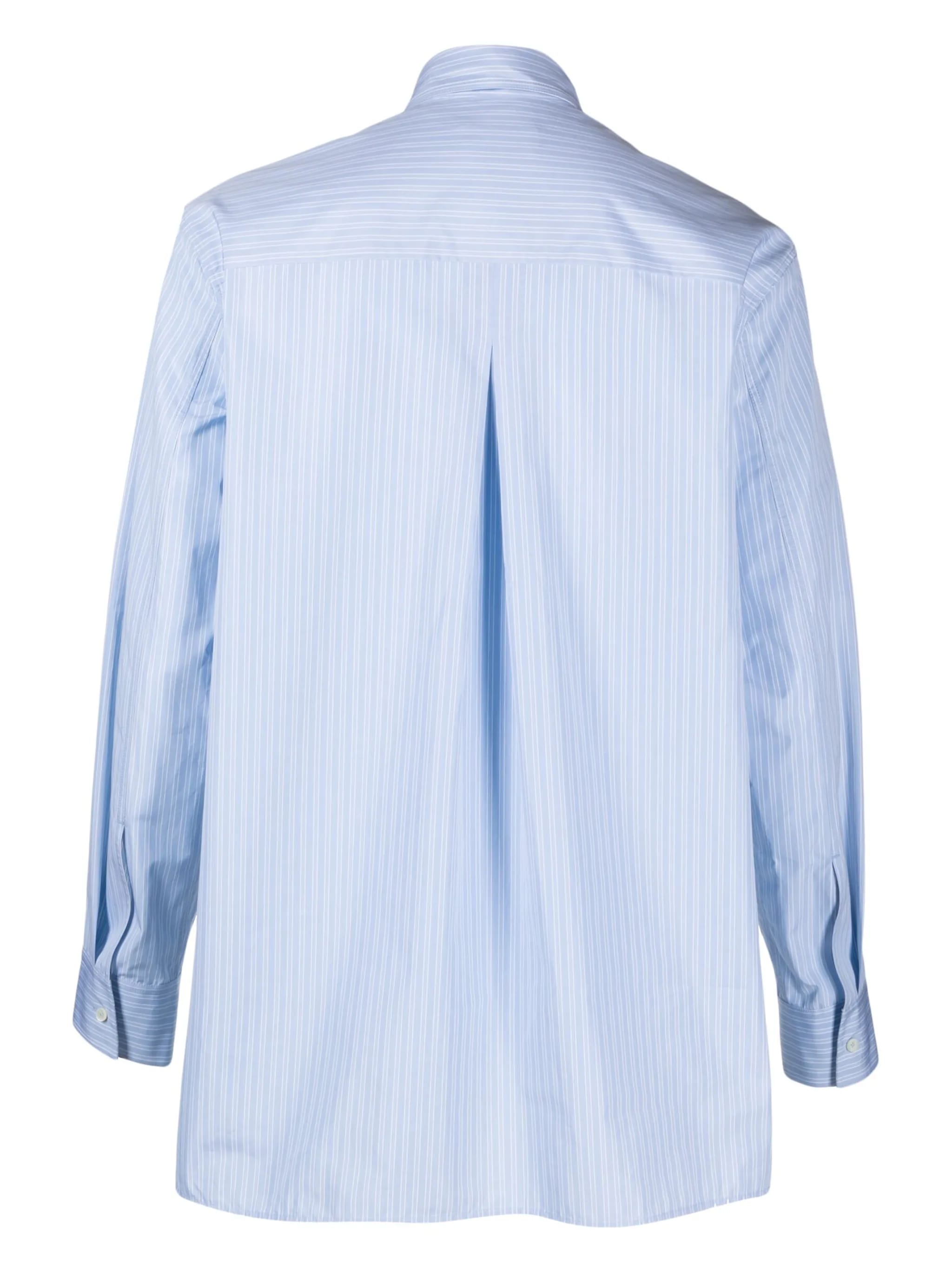 Blue/White Striped Cotton Logo Shirt