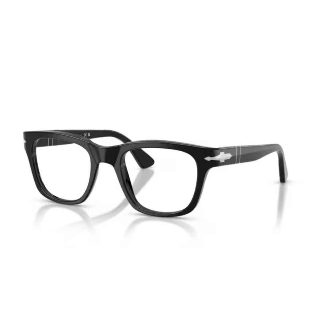 0po3389v Rectangular Black Acetate Eyeglasses with Arrow Detail
