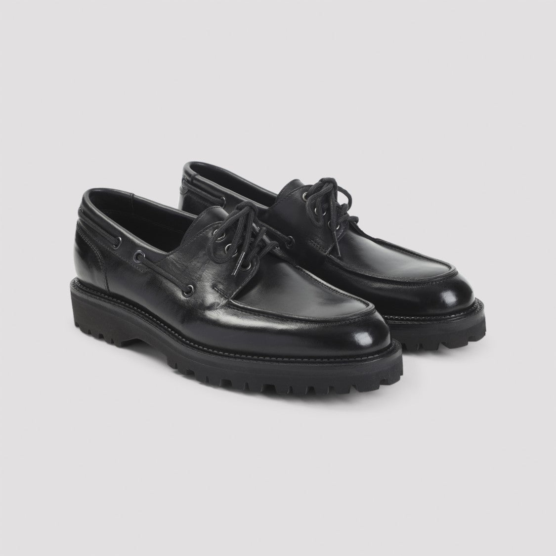 Polished Calf Leather Lace-Up Shoes