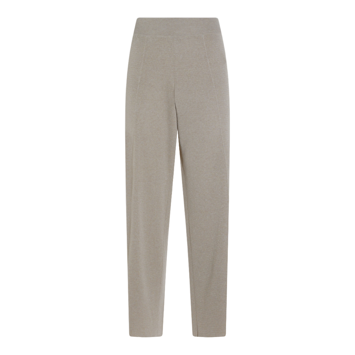 Straight-Leg Trousers With Ribbed High Waistband