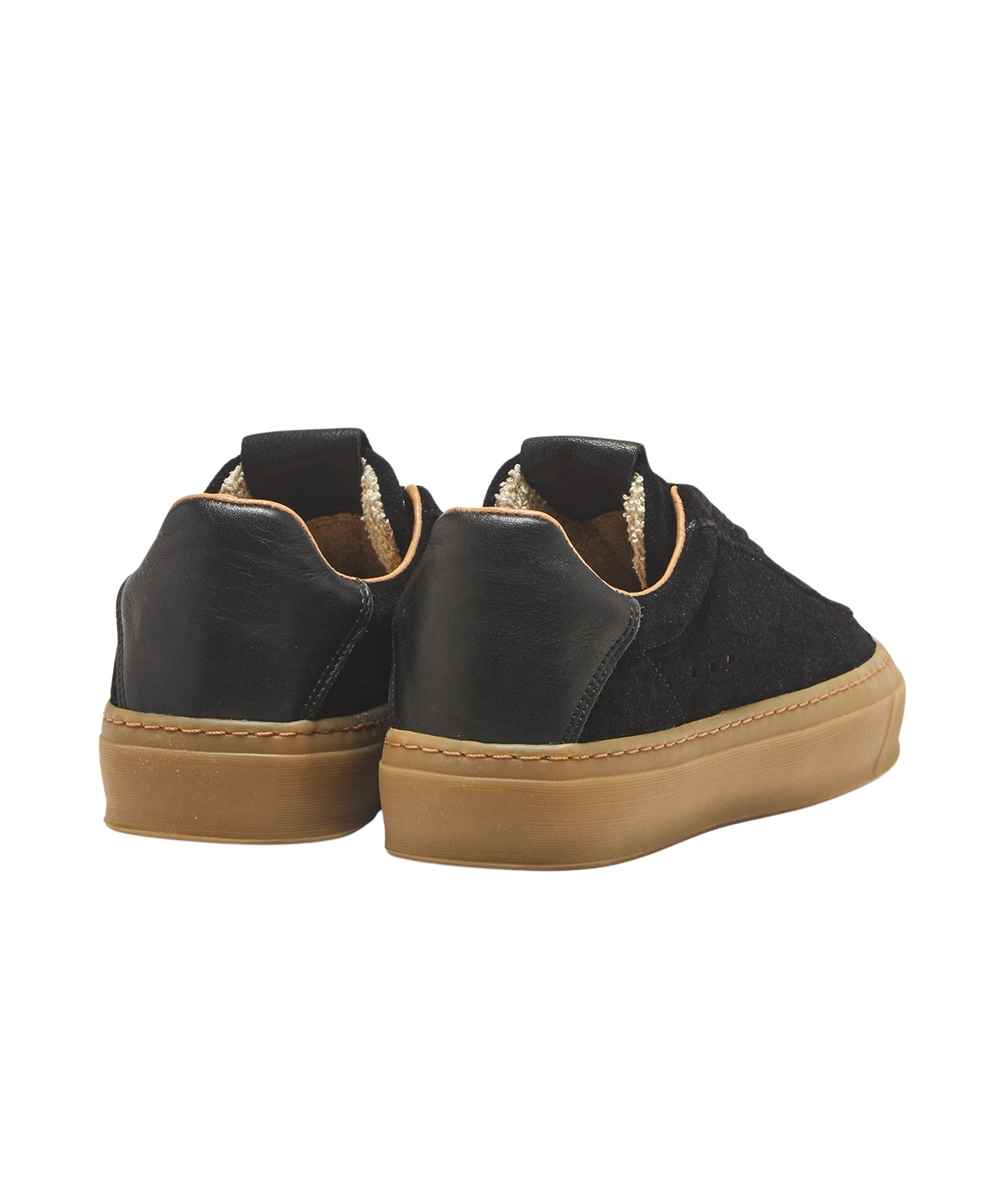 Black Suede Sneakers With Leather Accents