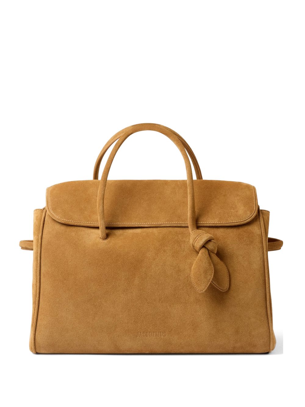 Structured Rectangular Suede Handbag with Knot Detail