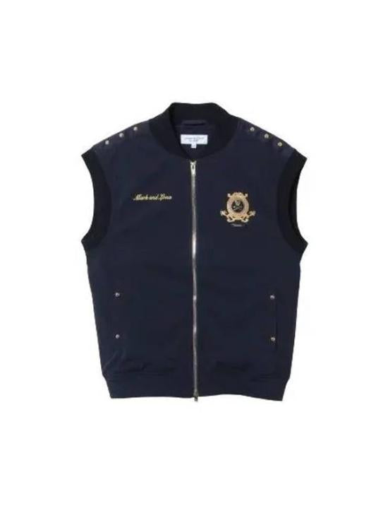 Ribbed Collar Zip-Through Vest with Decorative Studs