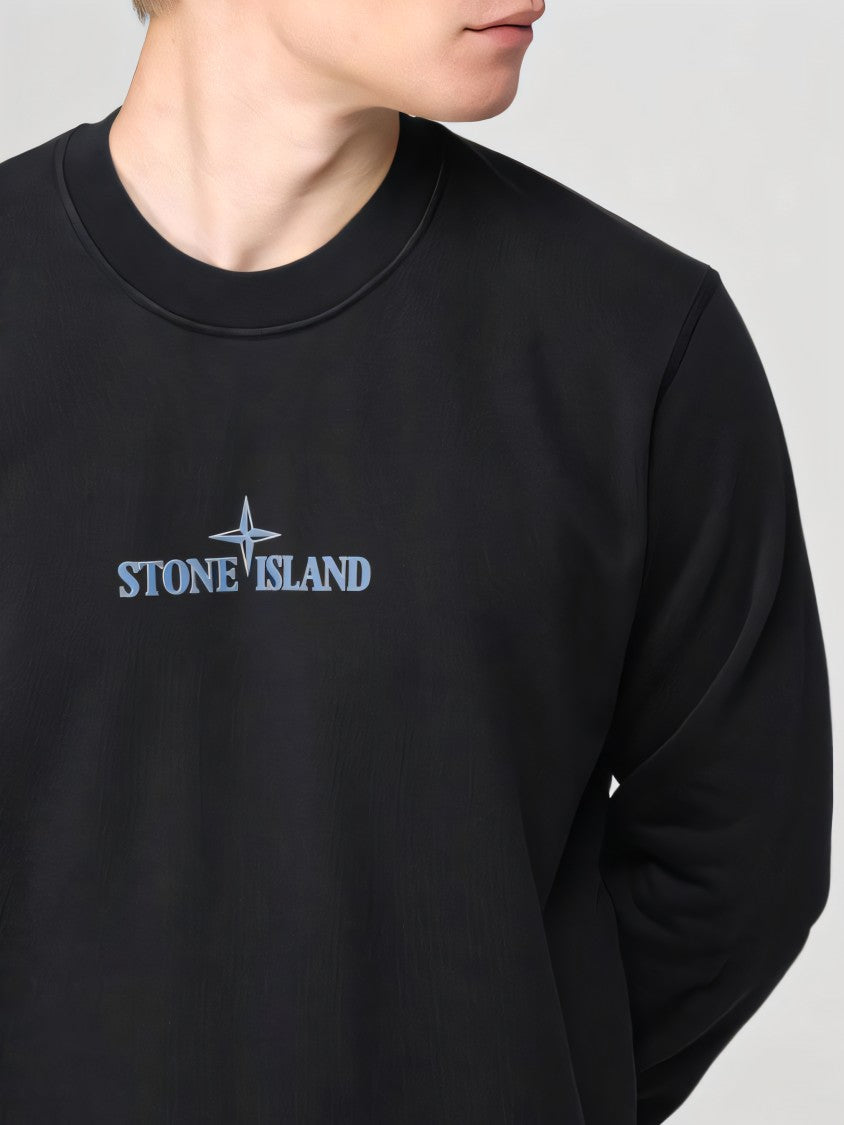 Black Cotton Crew Neck Sweatshirt