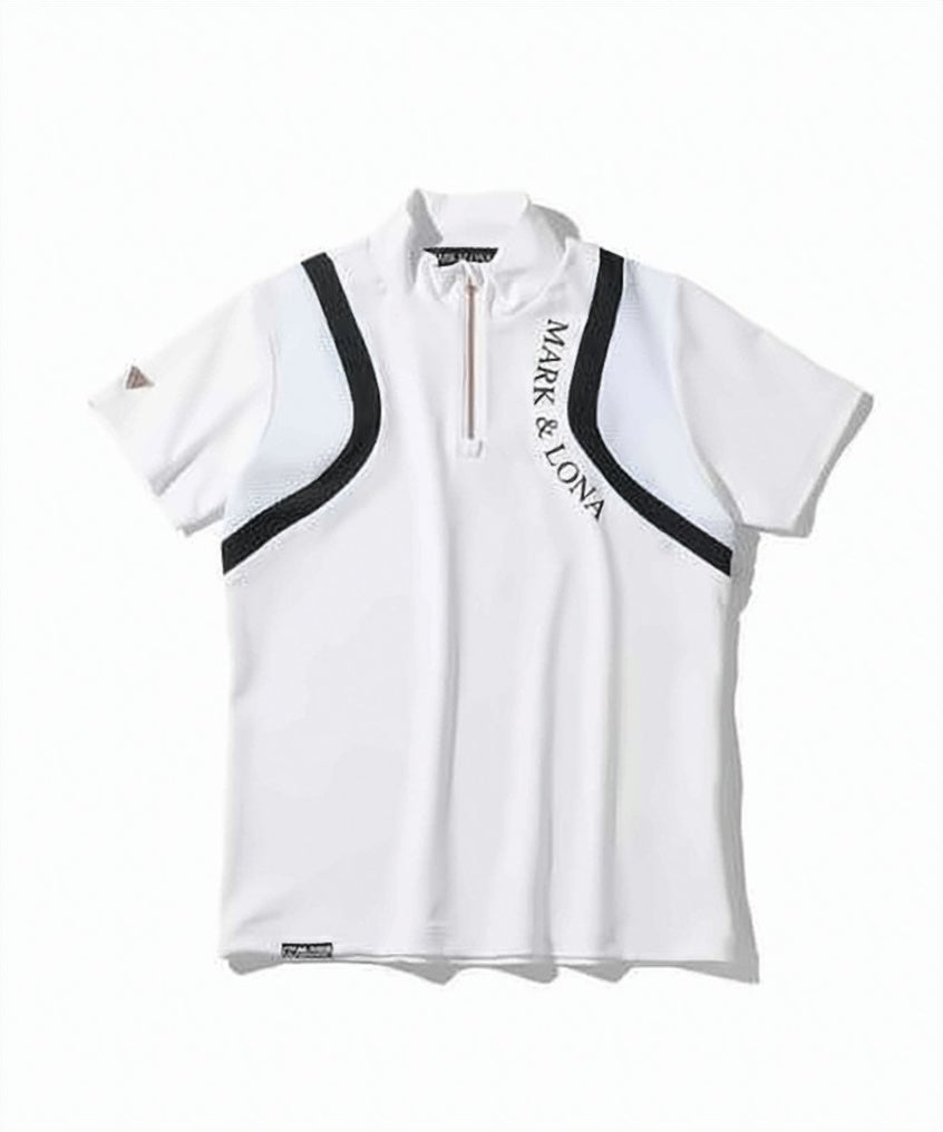 Structured Short-Sleeved Polo Shirt with Zipper